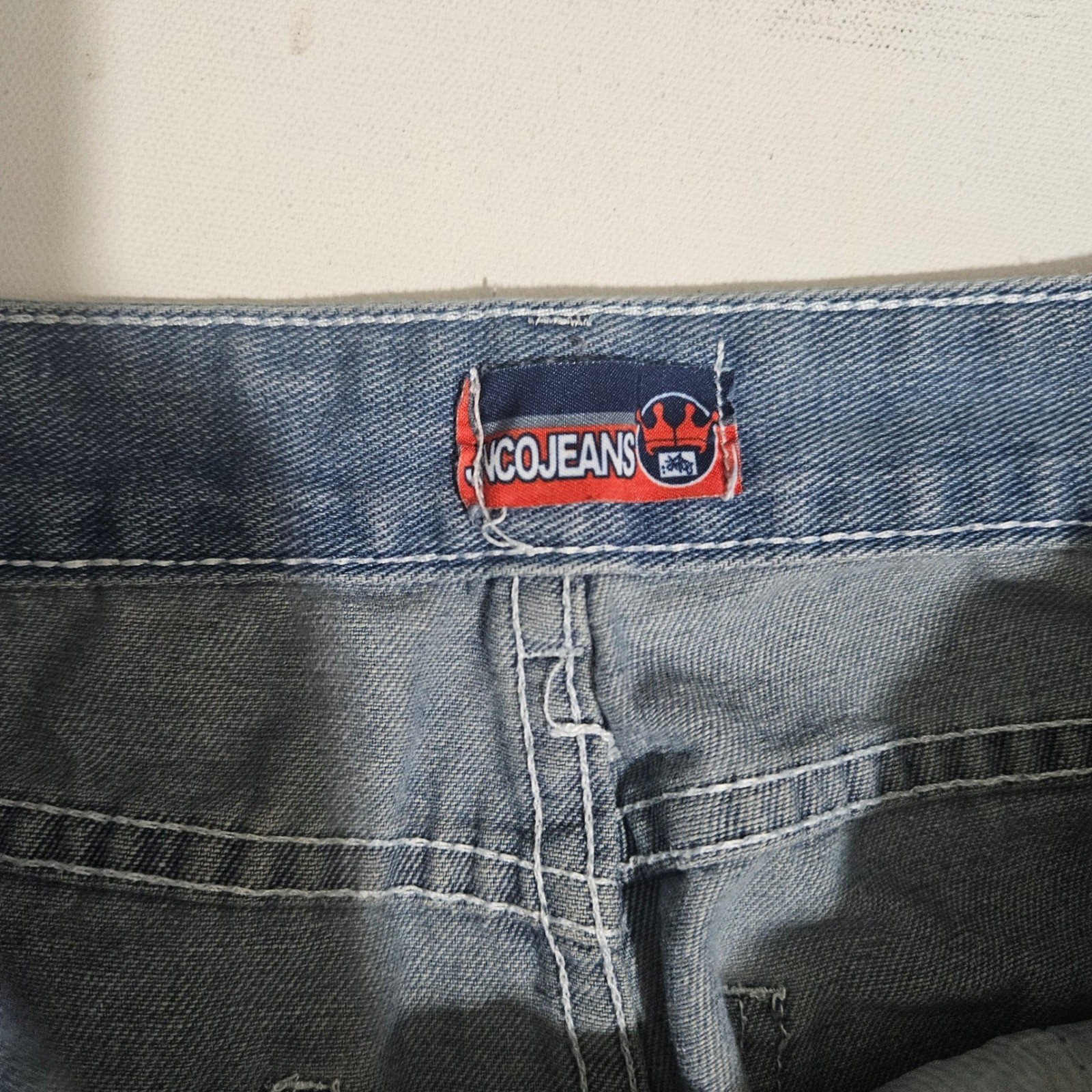 Vintage 90s JNCO Jeans Baggy Wide Leg Crown Graffiti Light Wash 31 Y2K Skater