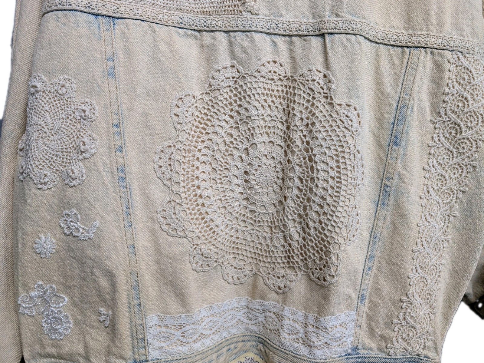 Vintage San Francisco Riding Gear Washed Boho Western Denim Jacket RARE