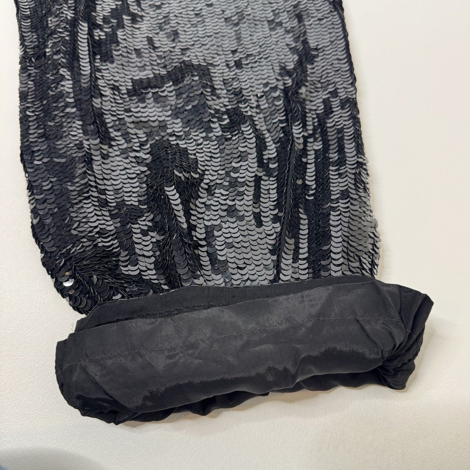 Vintage Modi Womens Medium Allover Sequin Pants 100% Silk Black 80s Glamor