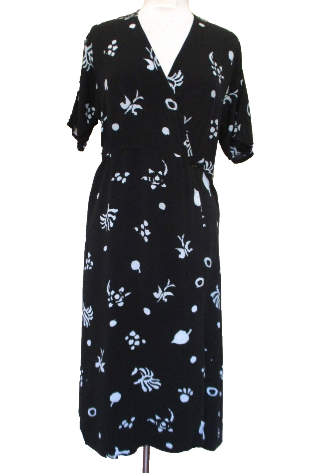 Vintage Nat Kaplan Couture Wrap Dress Medium Women Black Gray White