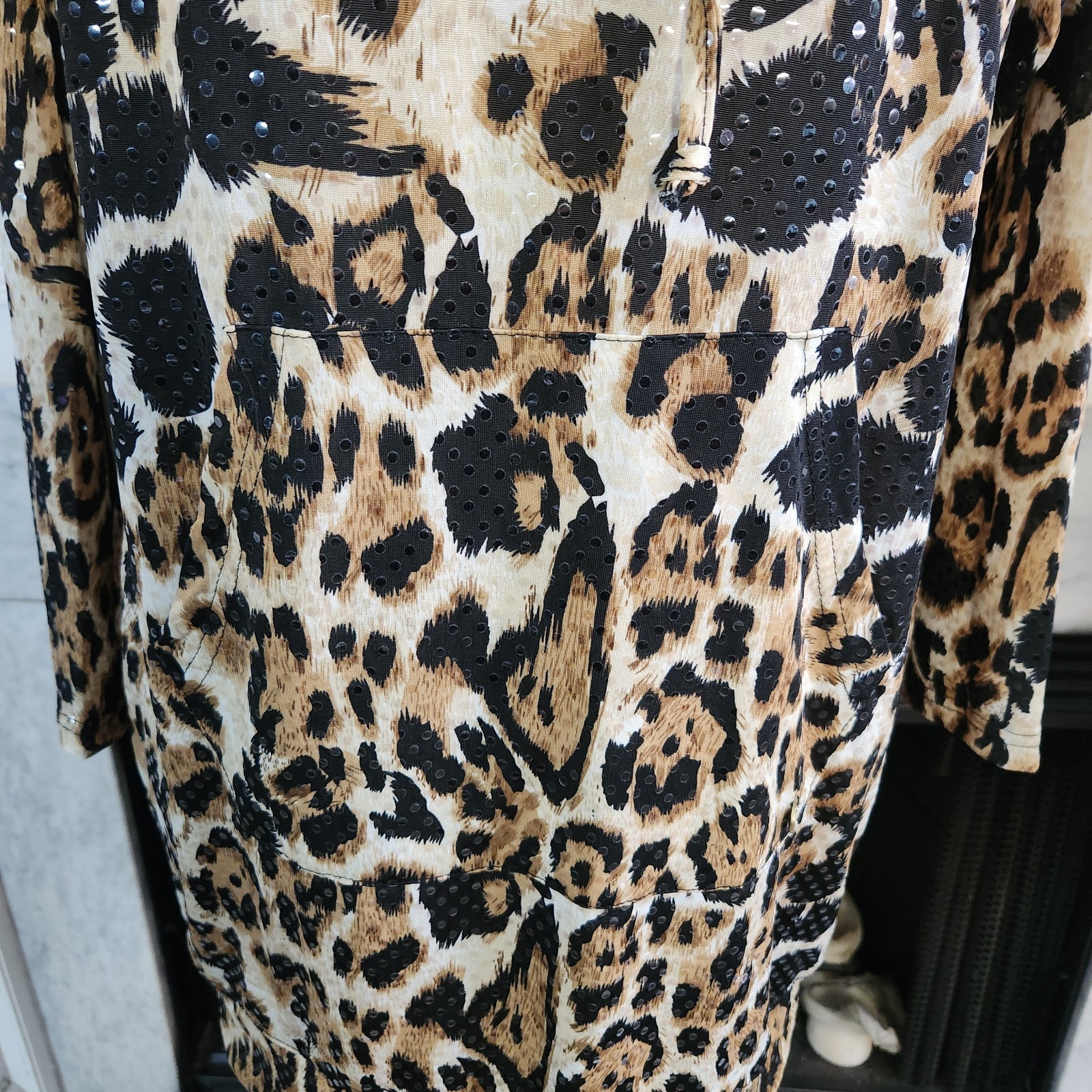 Vintage Y2K Apple Bottoms Brown Leopard Hoodie Dress Sequin Mob Wife Plus Sz 1X