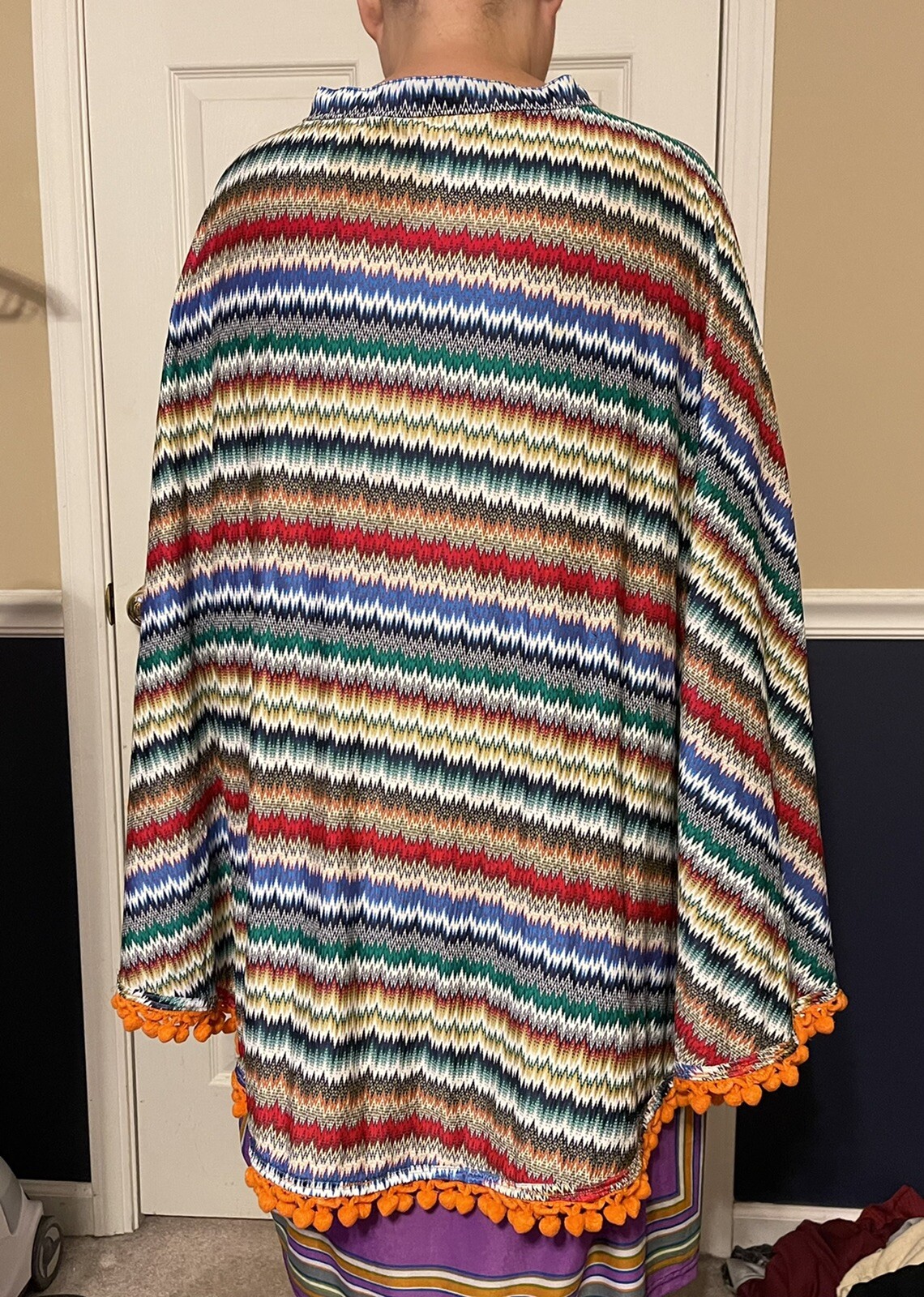 Ooak Vintage 60s 70s Psychedelic Hippie Festival Poncho Cape Concert Tassels