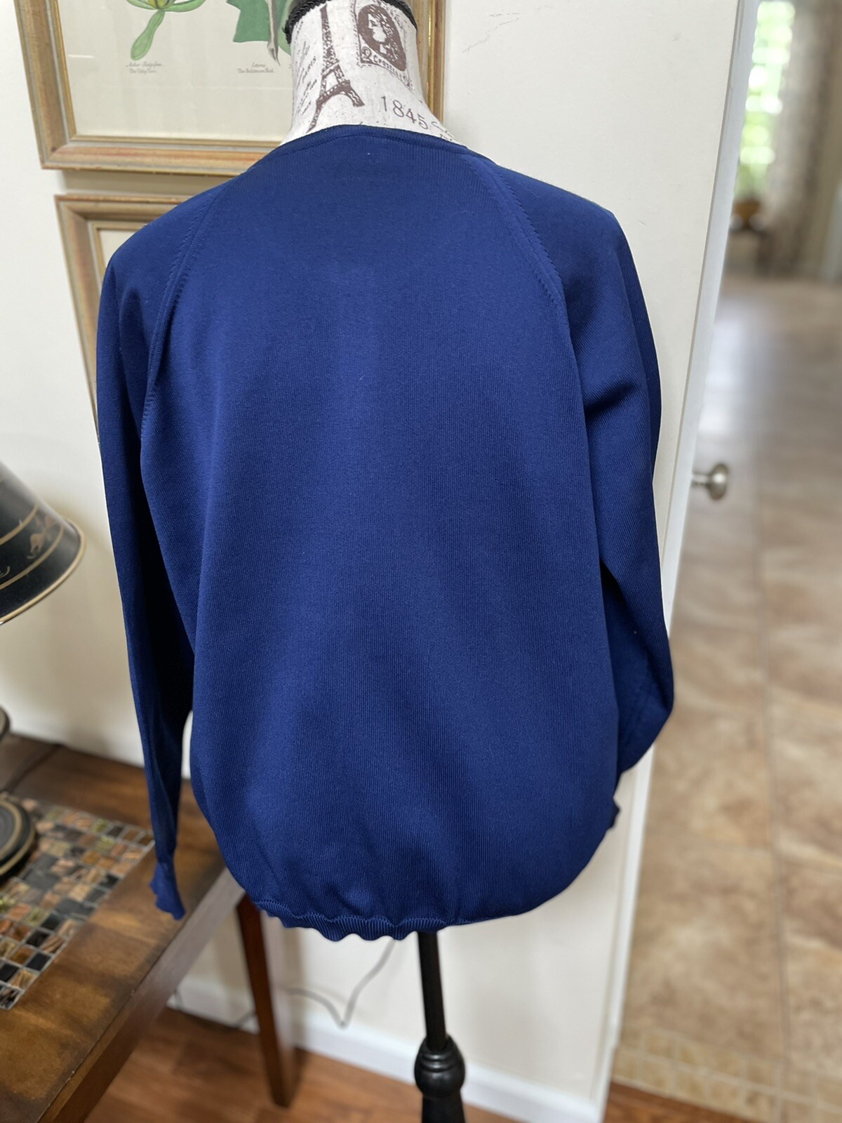 Silan Trevira 2000 Italy 1960s Retro Blue Cardigan Sweater ~ Pristine ~ L XL