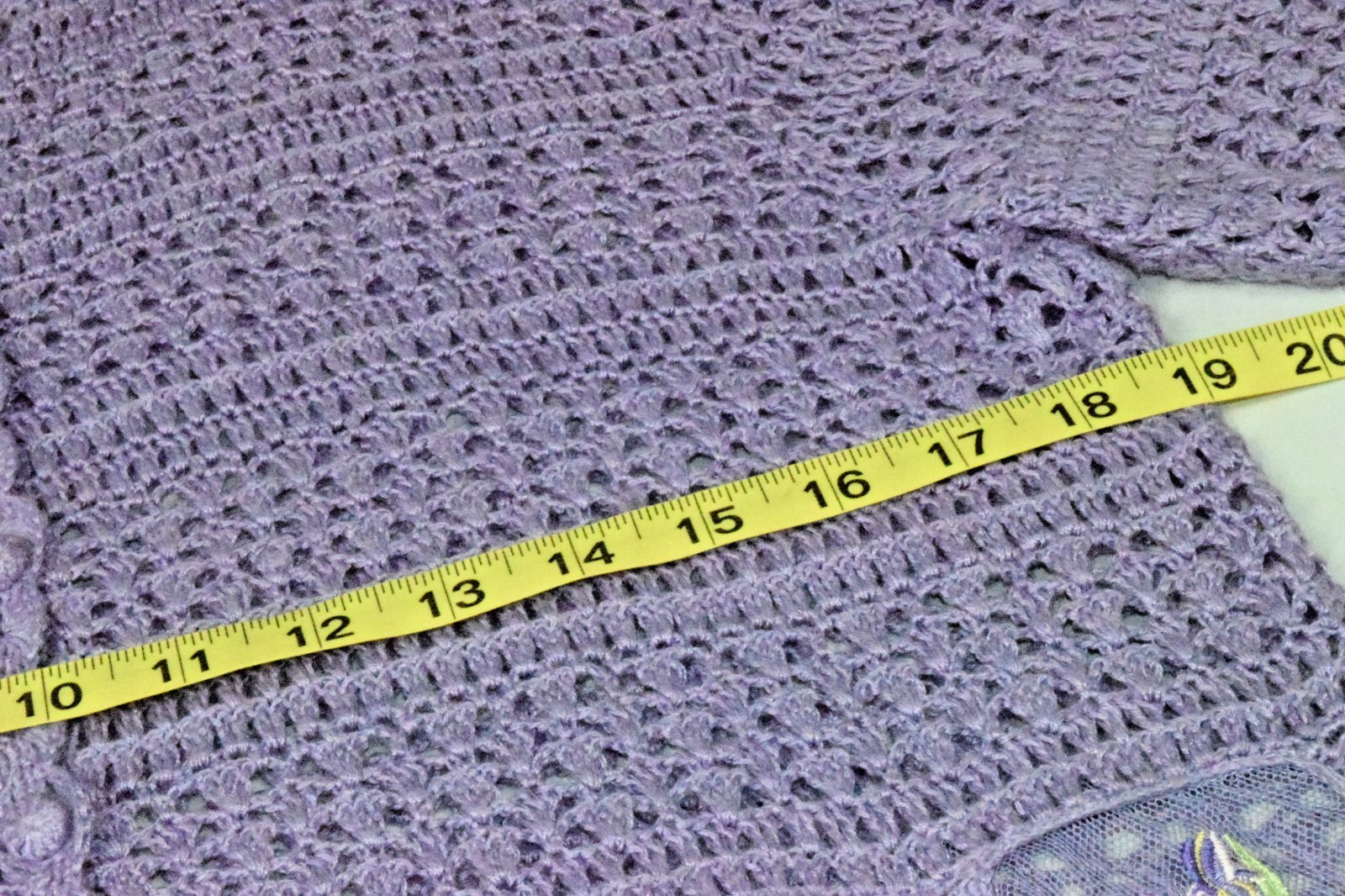 Vintage Tag Crocheted Top Size XL 90s Lavender Ramie Rayon Crochet Embroidered