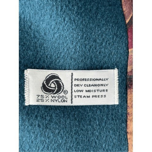 Vintage 80s Alorna Oversized Wool Blend Coat Teal Blue Double Breasted USA