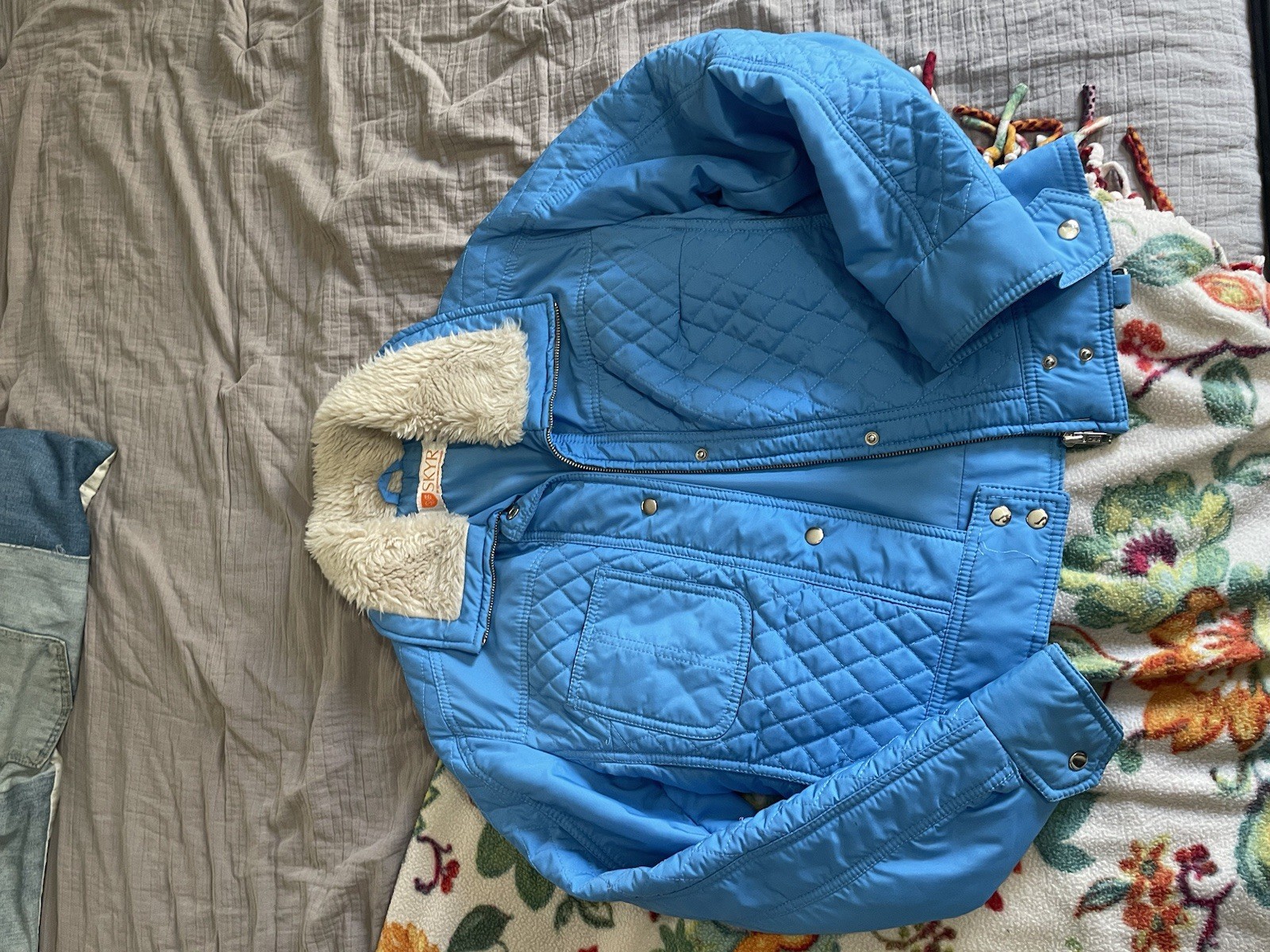 70s Or 80s Vintage Blue Ski Jacket Bomber Medium