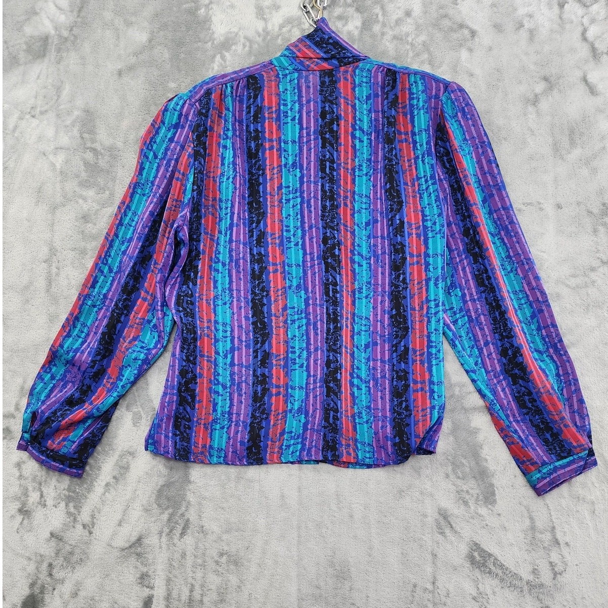 Vintage Sophisticates Jonathan Martin Top Womens L Blue Striped High Neck Office