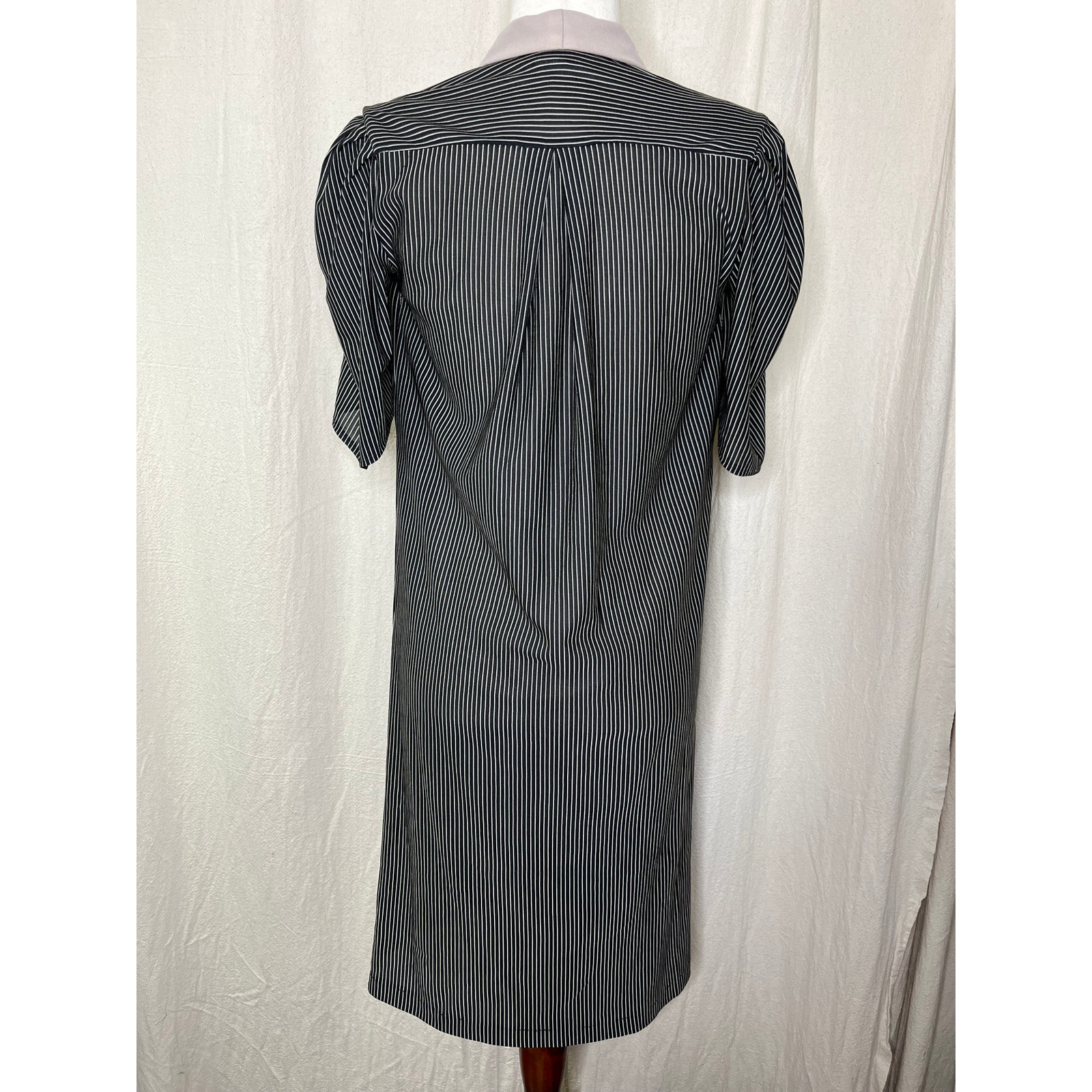 1980s Jerri Gee Pinstripe Black Tan Whimsigoth Vampire Goth Blazer Dress M
