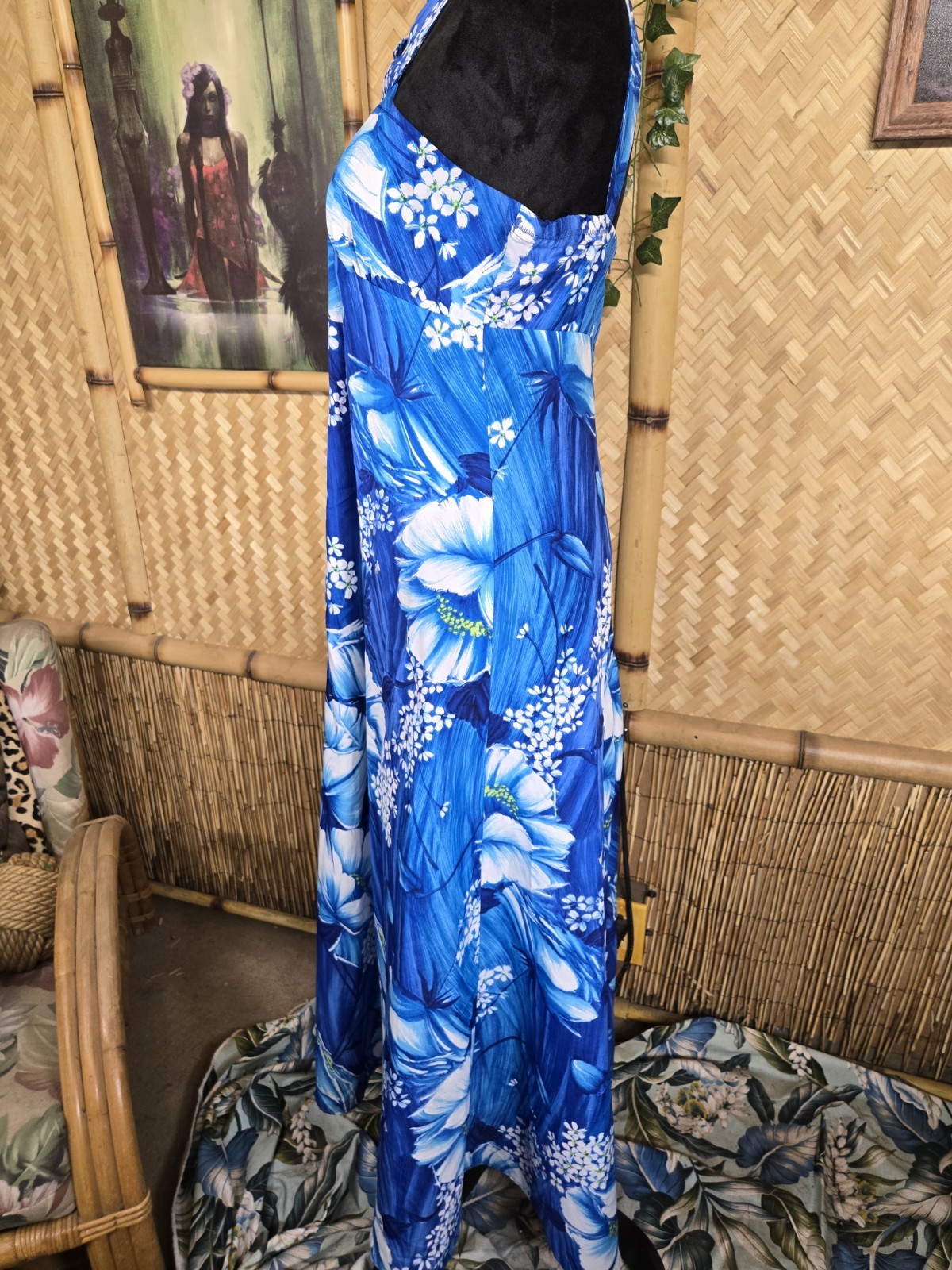 Vintage Waltah Clarke Hawaiian Maxi Aloha Dress w1277