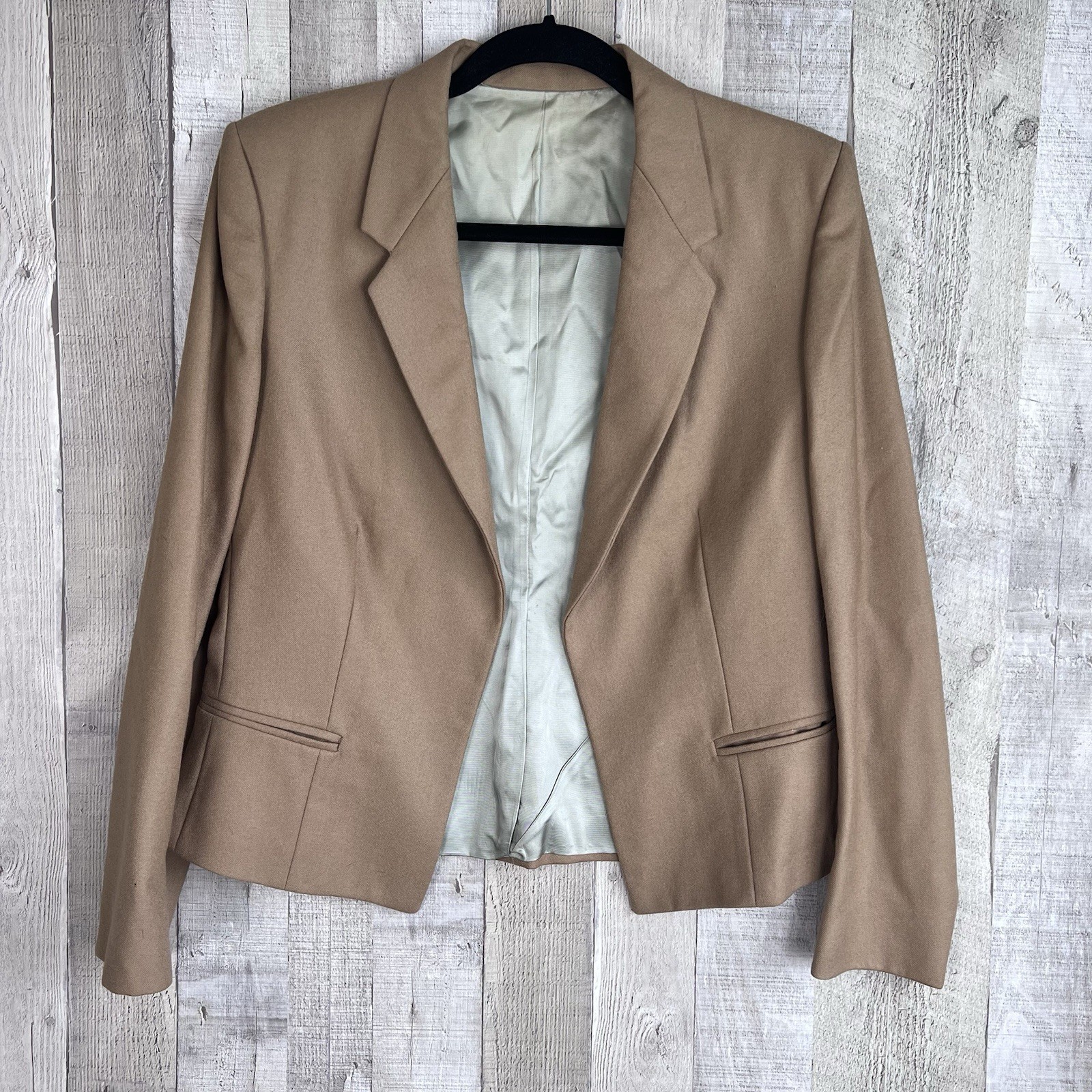 Vintage Barry Bricken Women Wool Skirt Suit Set Size 10 Tan Pleated Union USA
