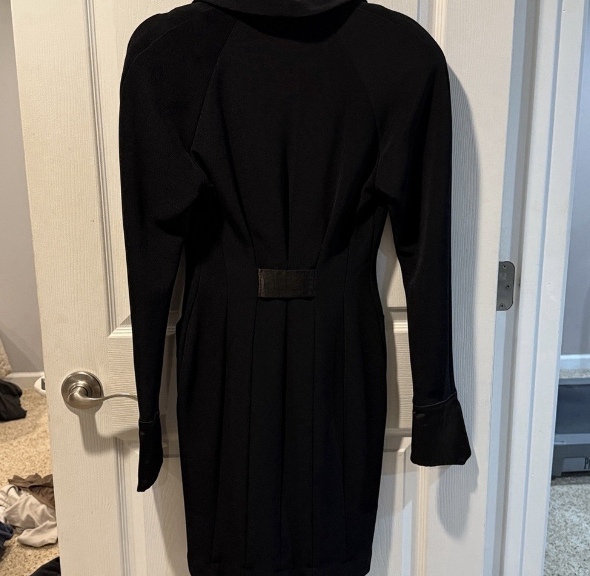 KATHRYN DIANOS Vintage Fitted Sz 6 zip Black Dress stretchy GUC B77