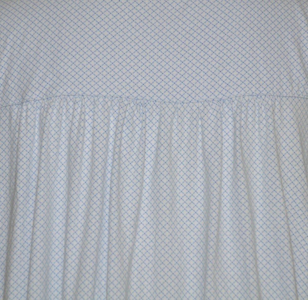 Vintage Blue Ballet Length Pull Over Blue Nightgown Scalloped Neckline Size L