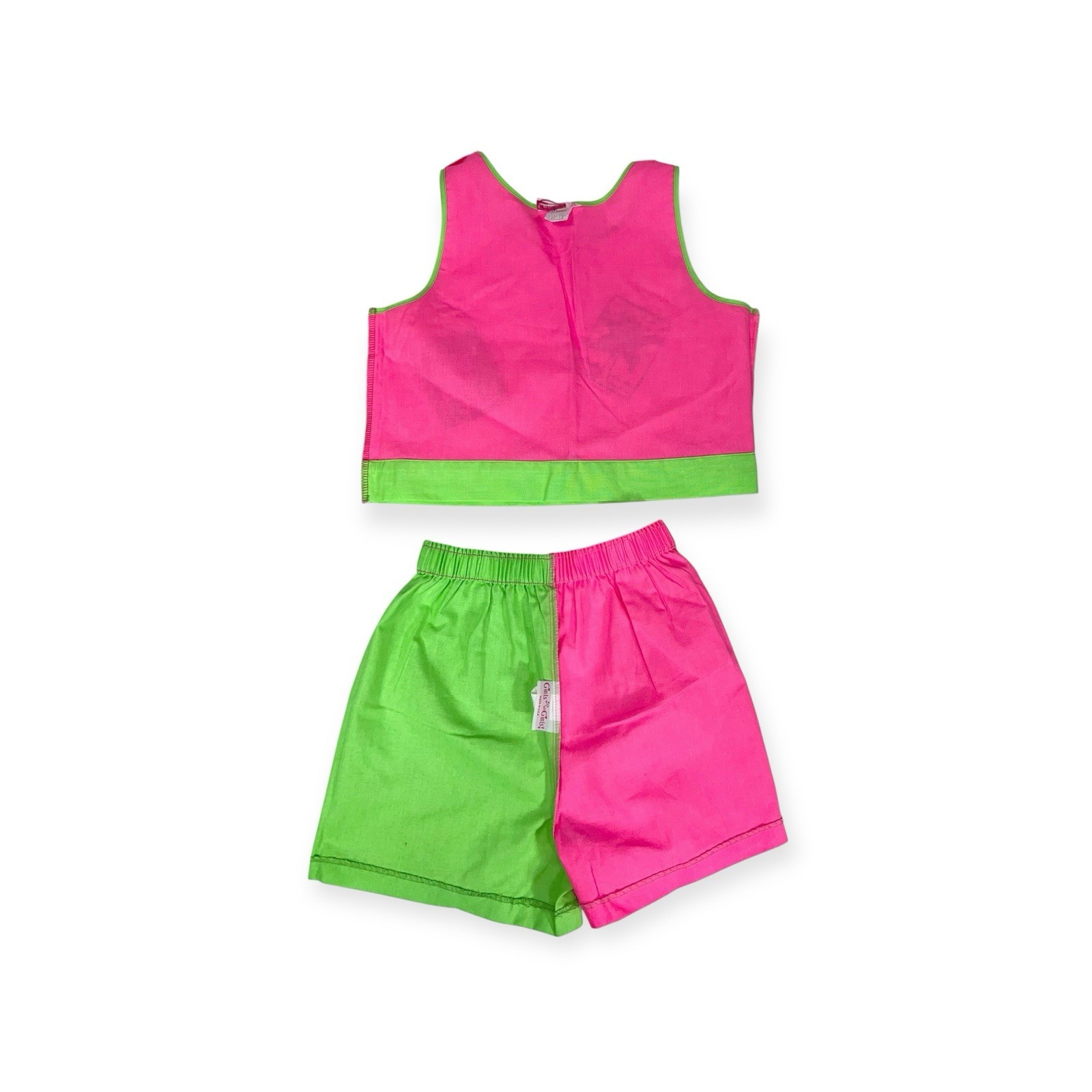 VTG 1980s NWT DEADSTOCK TANK TOP SHORTS SET JRS 12 NEW WAVE NEON SURFER BEACH
