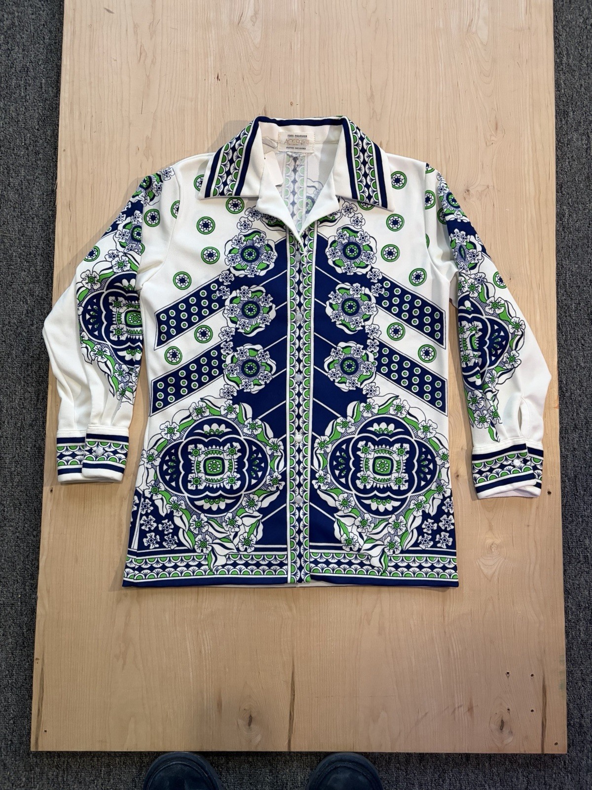 Vintage Accent 2 1960s–1970s psychedelic floral geometric shirt Size 32