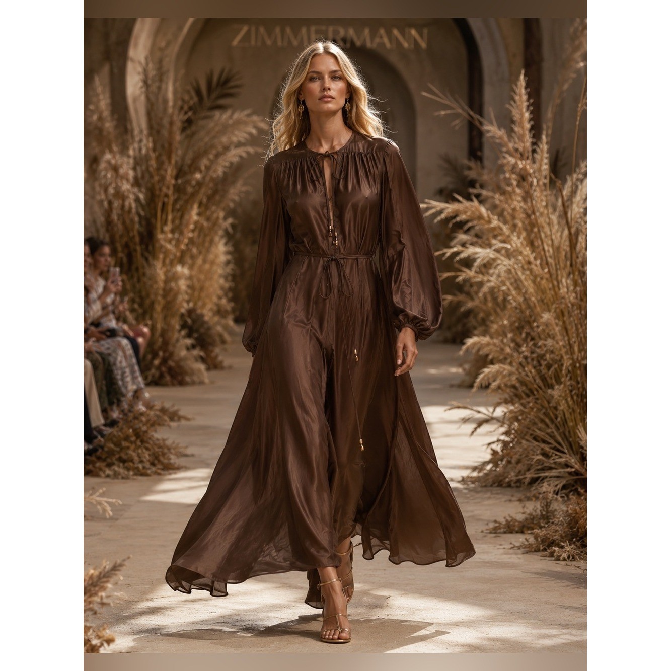 Zimmermann Chocolate Brown 100% Silk Maxi Dress NWT AU 1 / US Small