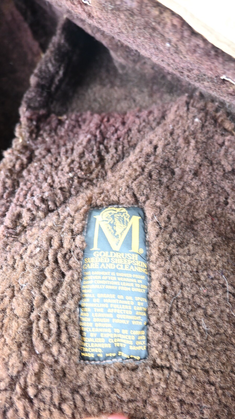 Vintage Macalistars Goldrush sueded shearling jacket in cocoa brown size 34/UK12