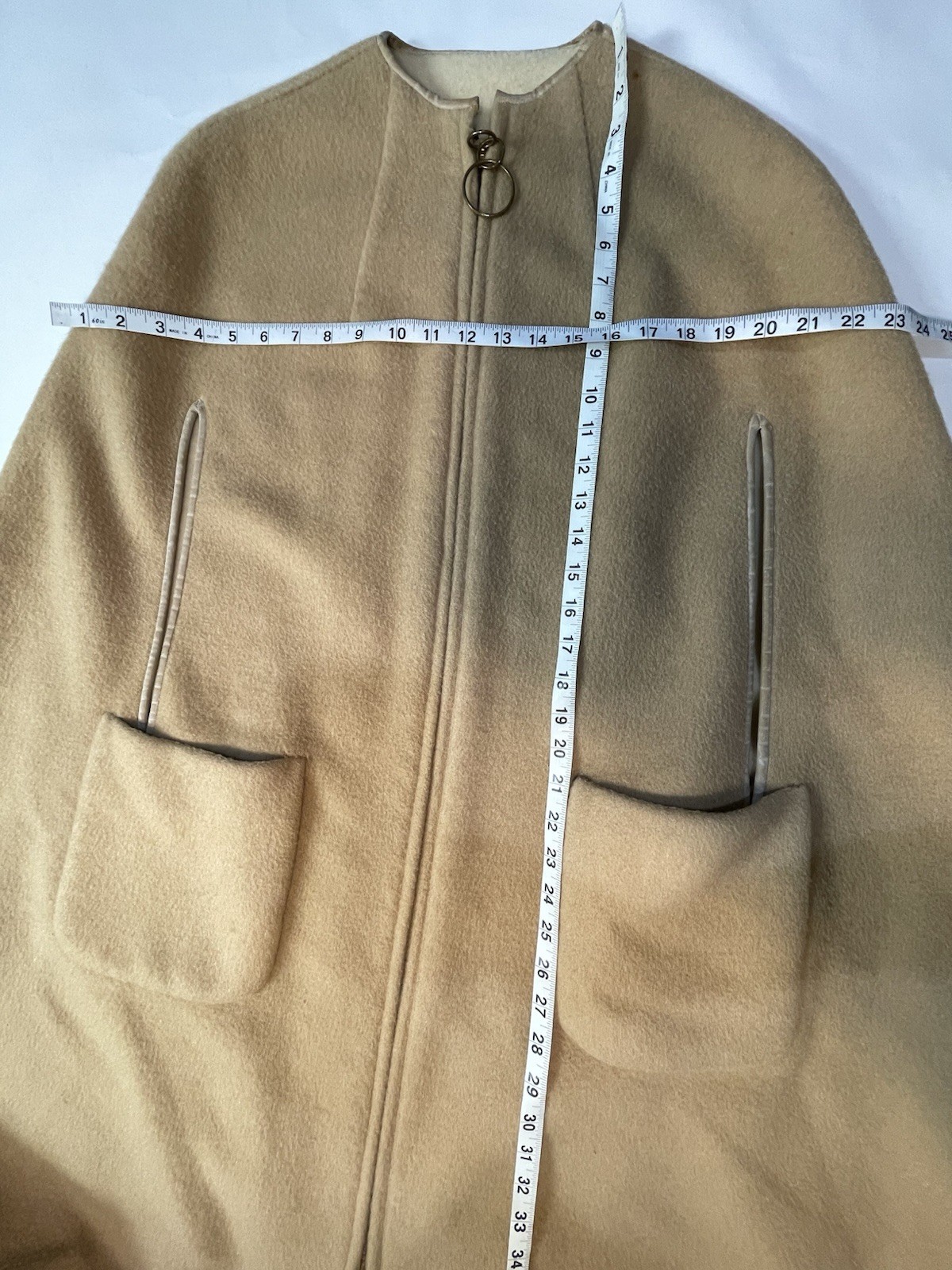 VTG 60s Cape Wool Leather Trim Ring Zipper ILGWU (SEE FLAWS