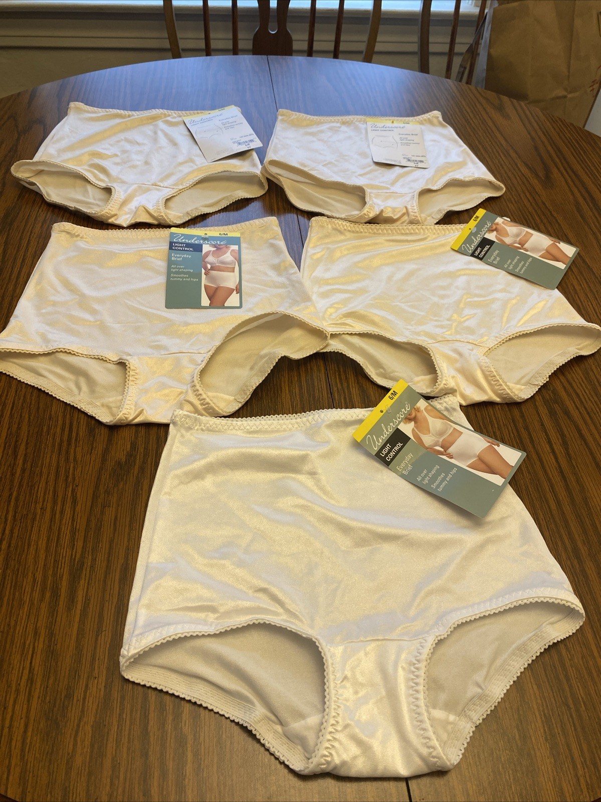 Lot Of 5 Underscore Light Control Satin Second Skin Panties Size 6 Medium
