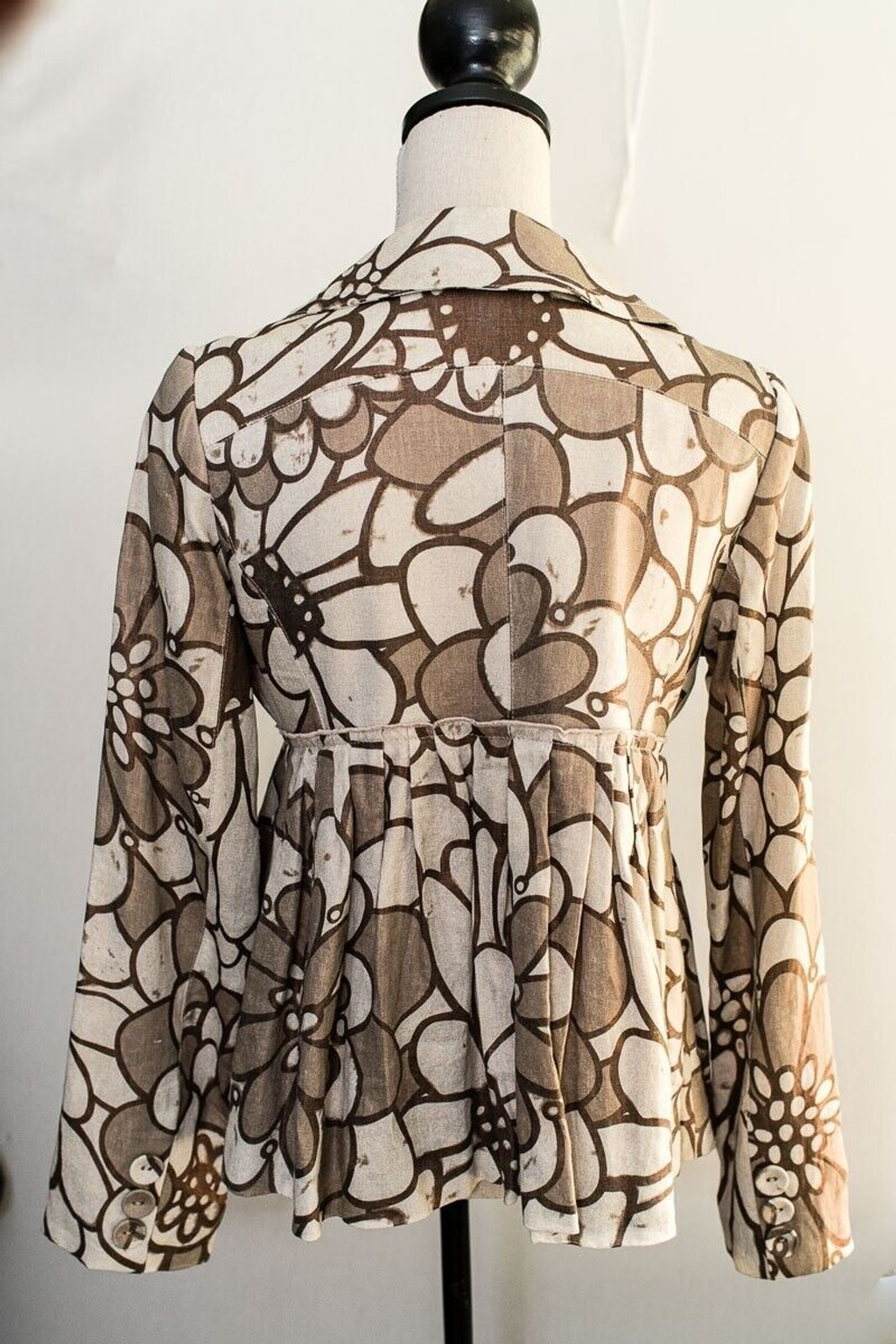 Boho Chic Size 4 Linen blazer Shacket Iridescent brown Artsy Art to wear VTG