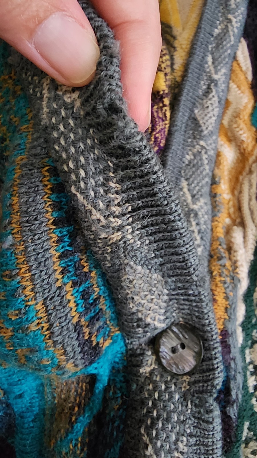 Coogi 1990s Vintage Earth Tones 3D Knit Cardigan Australia, Medium Sweater