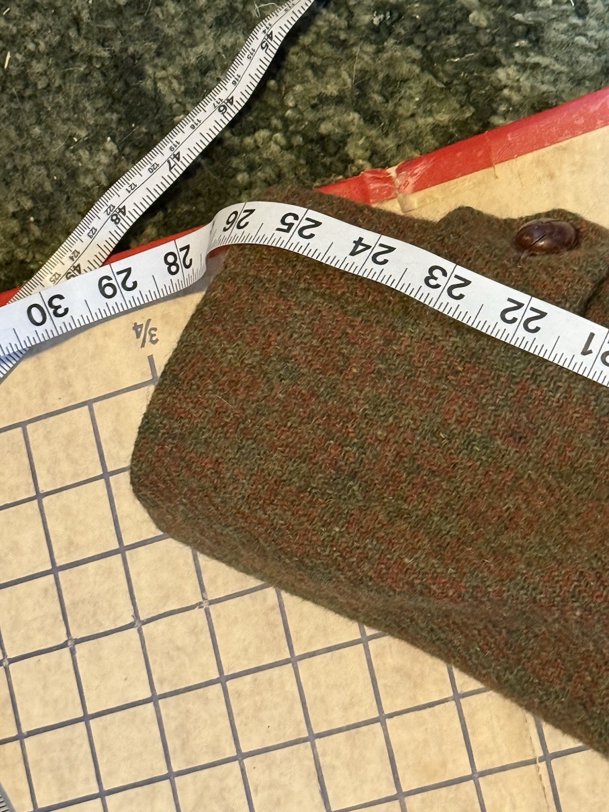 Vintage 60s 70s Harris Tweed Coat Brown Green Scottish Wool Overcoat Ladies S/M