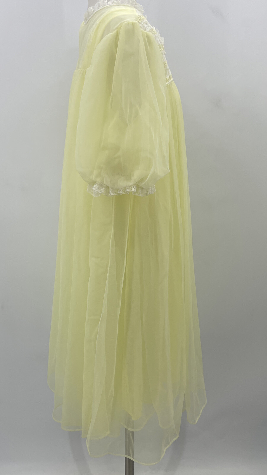 VTG Lisette Al Sterling Yellow Sheer Chiffon Nightgown and Robe Peignoir S
