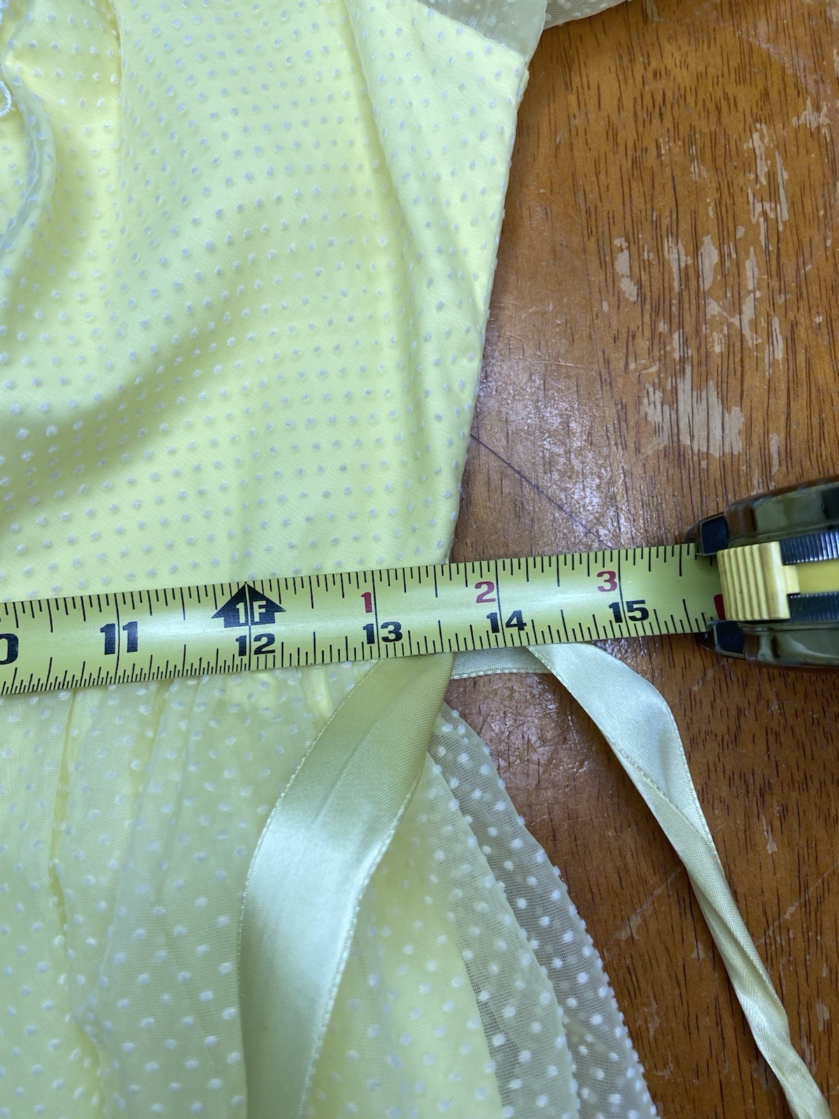 Vtg 70s Yellow Swiss Dot Prairie Dress Victorian Revival Empire Waist Small