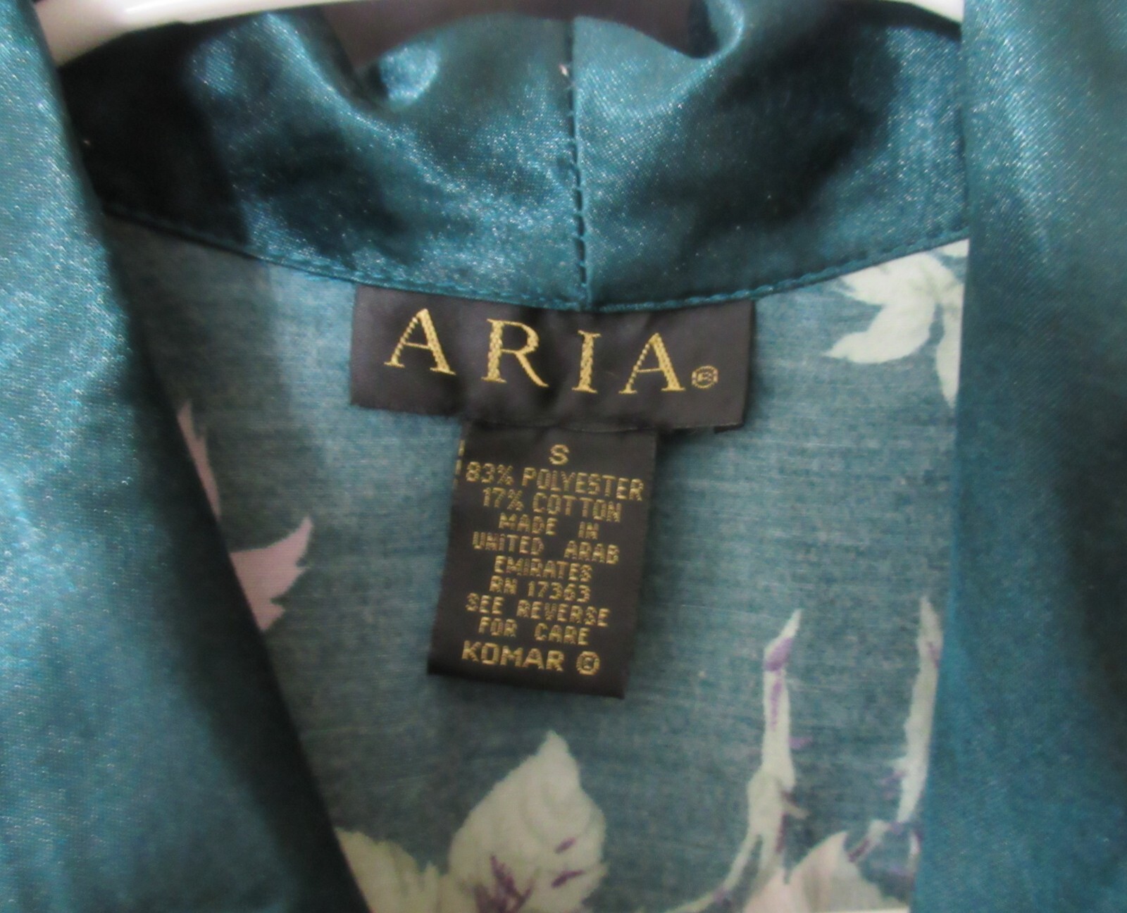 ARIA 80s HUNTER GREEN PURPLE FLORAL sleep shirt nightgown brushed SATIN sz S