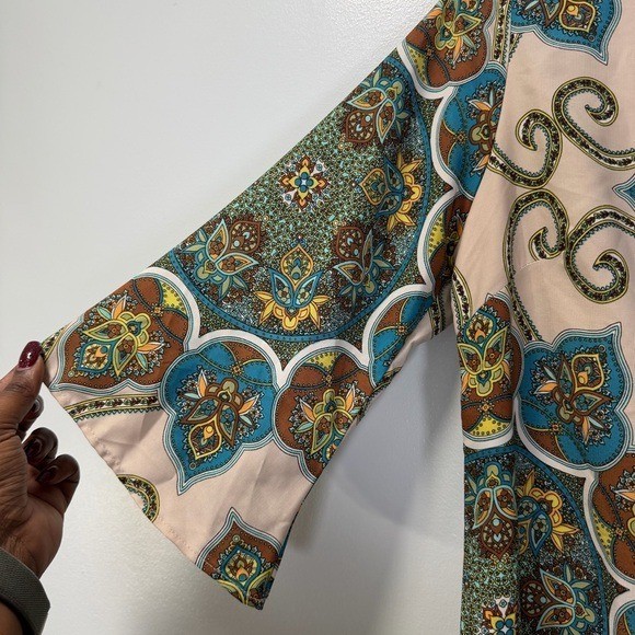 Vintage GiBiu Womens Medallion Paisley Print Bell Sleeve Shift Dress Large