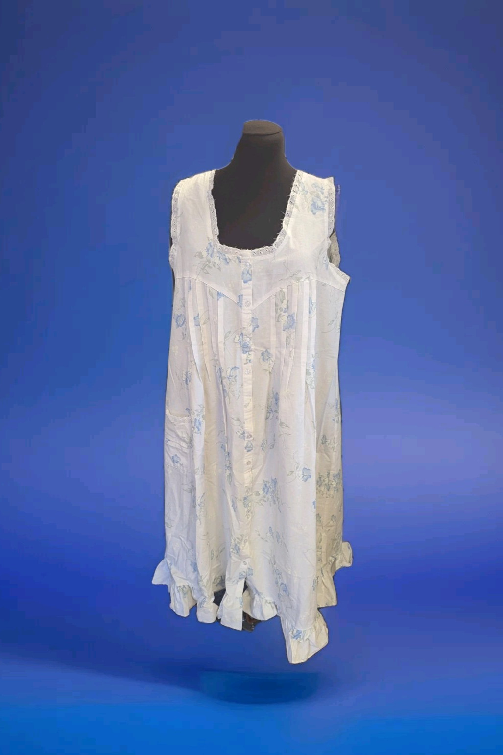 Vtg Ilise Stevens Lace M Peasant Minimalist Cottage Core Nightgown Dress White