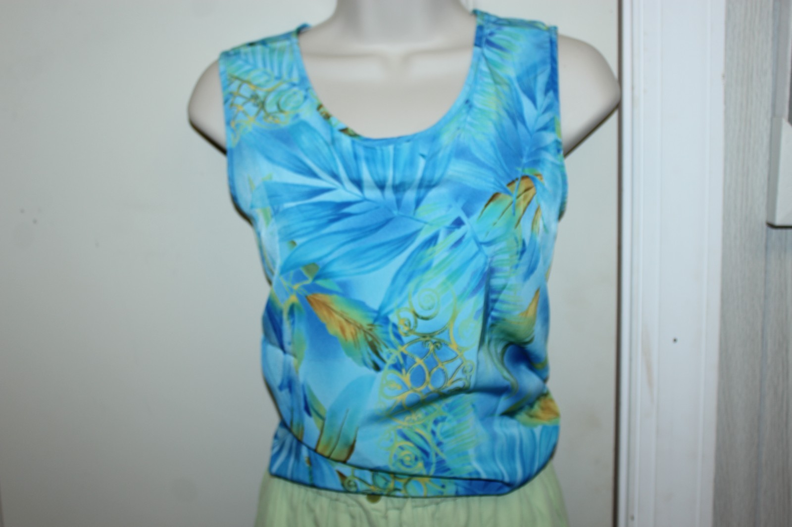 (2)Vintage 90s Granny Skirt Outfit Maggie Sweet Sz S/M Shirt Green Summer Church