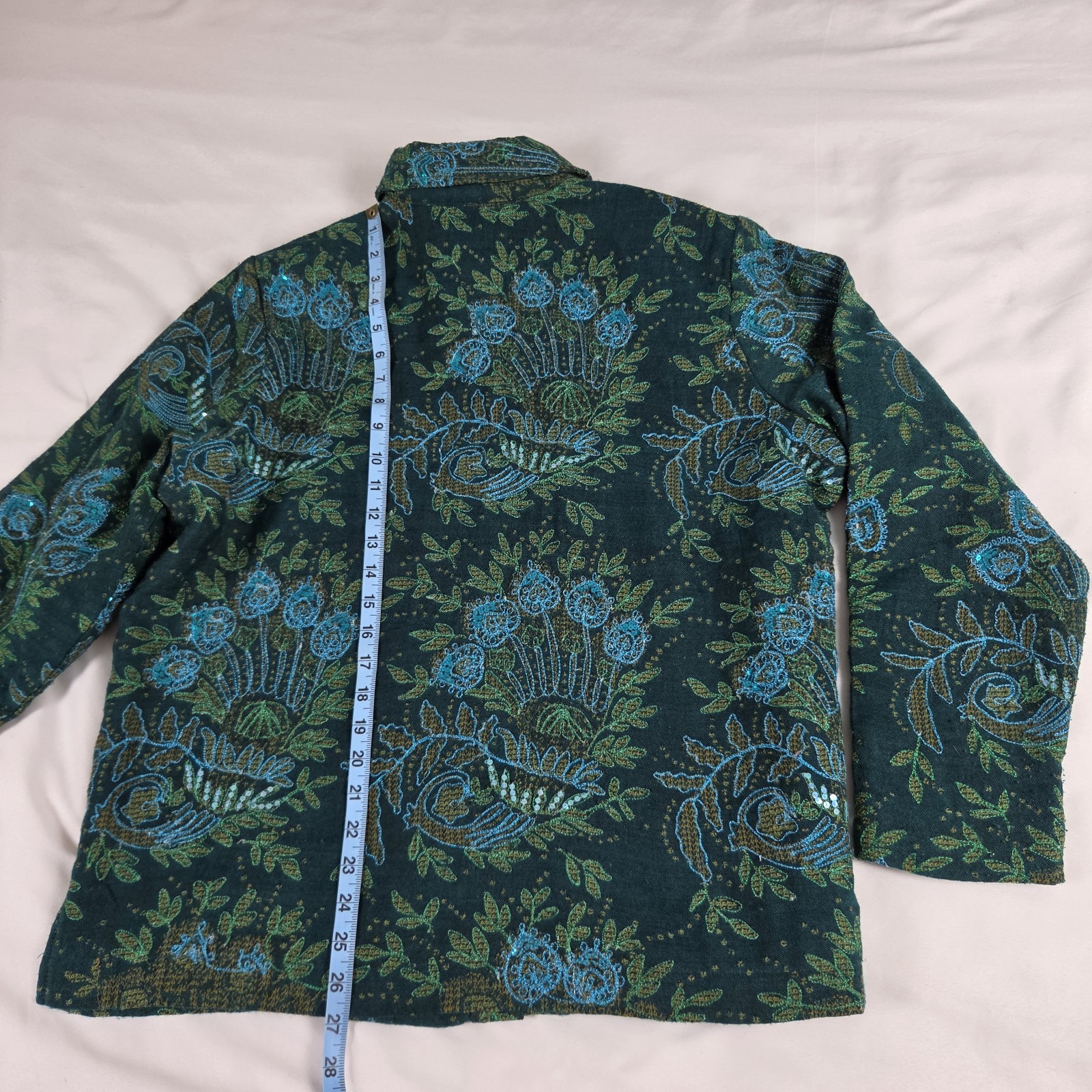 Alex Kim Green Paisley Peacock Jacket Boho Size 1X