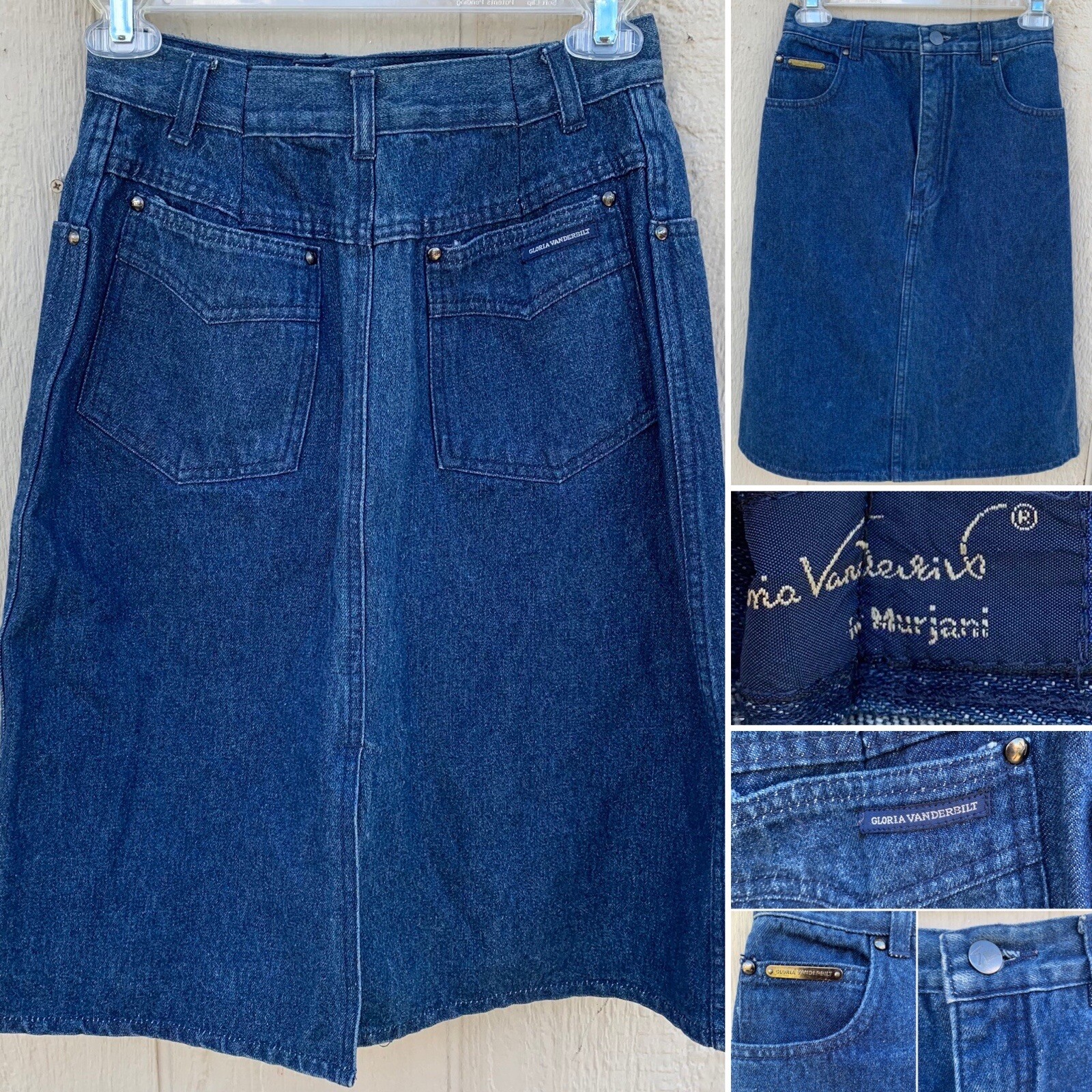 Vintage Gloria Vanderbilt for Murjani Denim Skirt High Waist 8 24 1/2” Waist