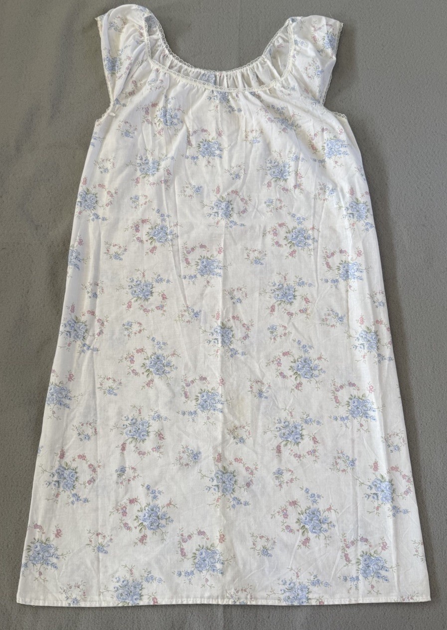 GLENCRAFT LINGERIE VTG Grannycore White Floral Lace Nightgown Sleeveless Dress S
