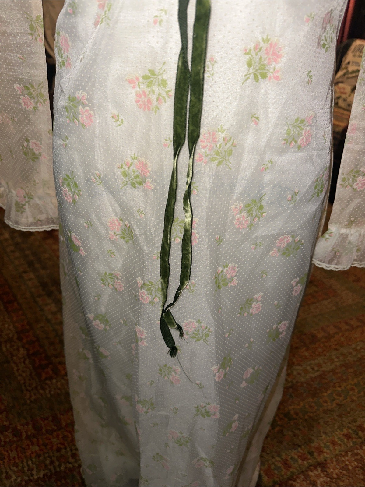 Vtg XS/S Hippie Flower Child Prairie Floral Dress