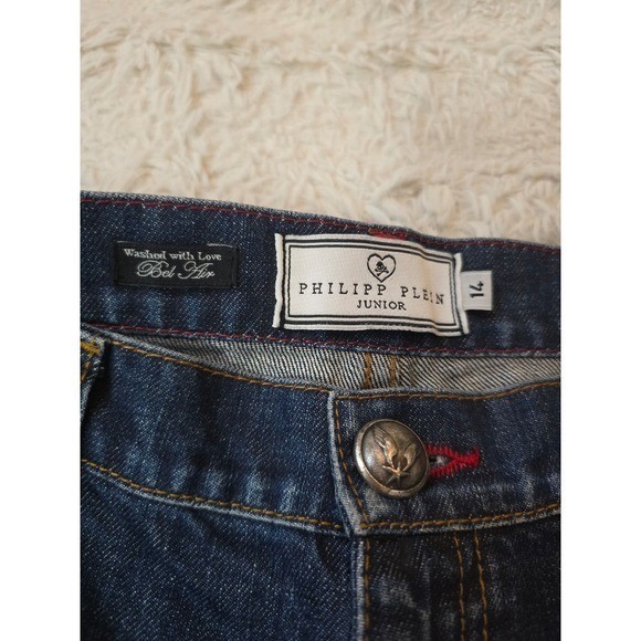 NWT Philipp Plein Junior „Bel Air” Paint Splatter Jeans Size 14 Authentic