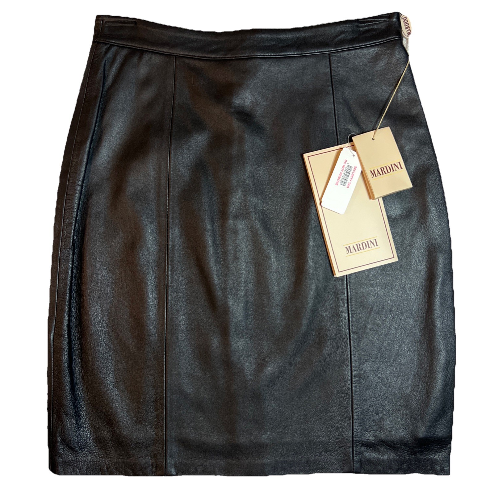 MARDINI Black REAL Leather Lined Pencil Skirt NWT Pinup Retro Goth Vintage