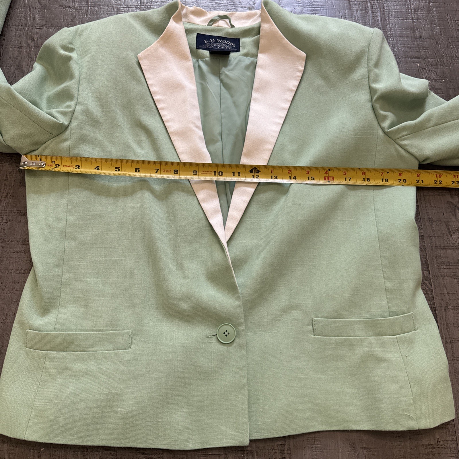 Vintage E.H Woods Skirt suit set Light Green Size 16 jacket shirt skirt Lined