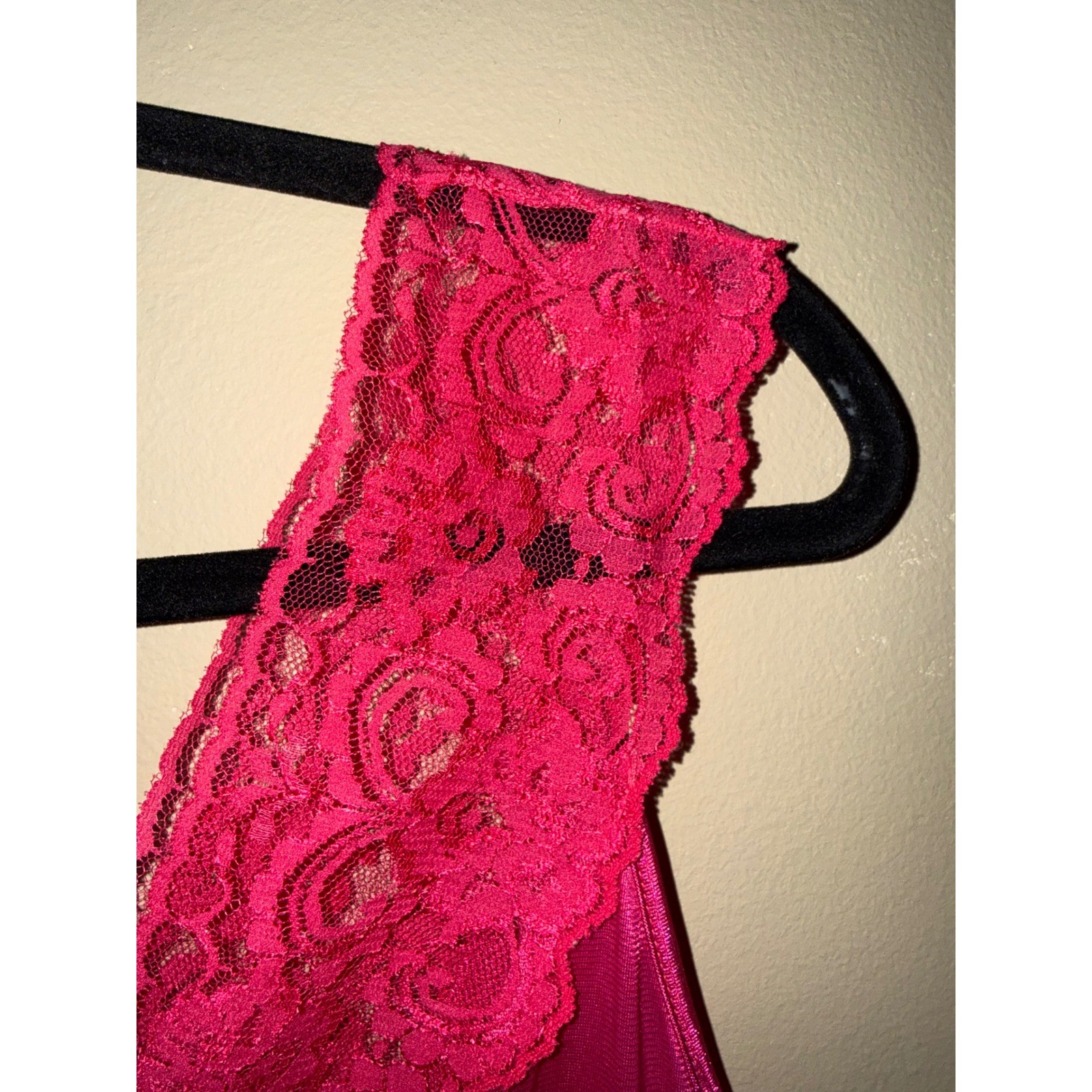 Magenta Pink Barbiecore Floral Lace Trim sleeveless coquette M slip dress