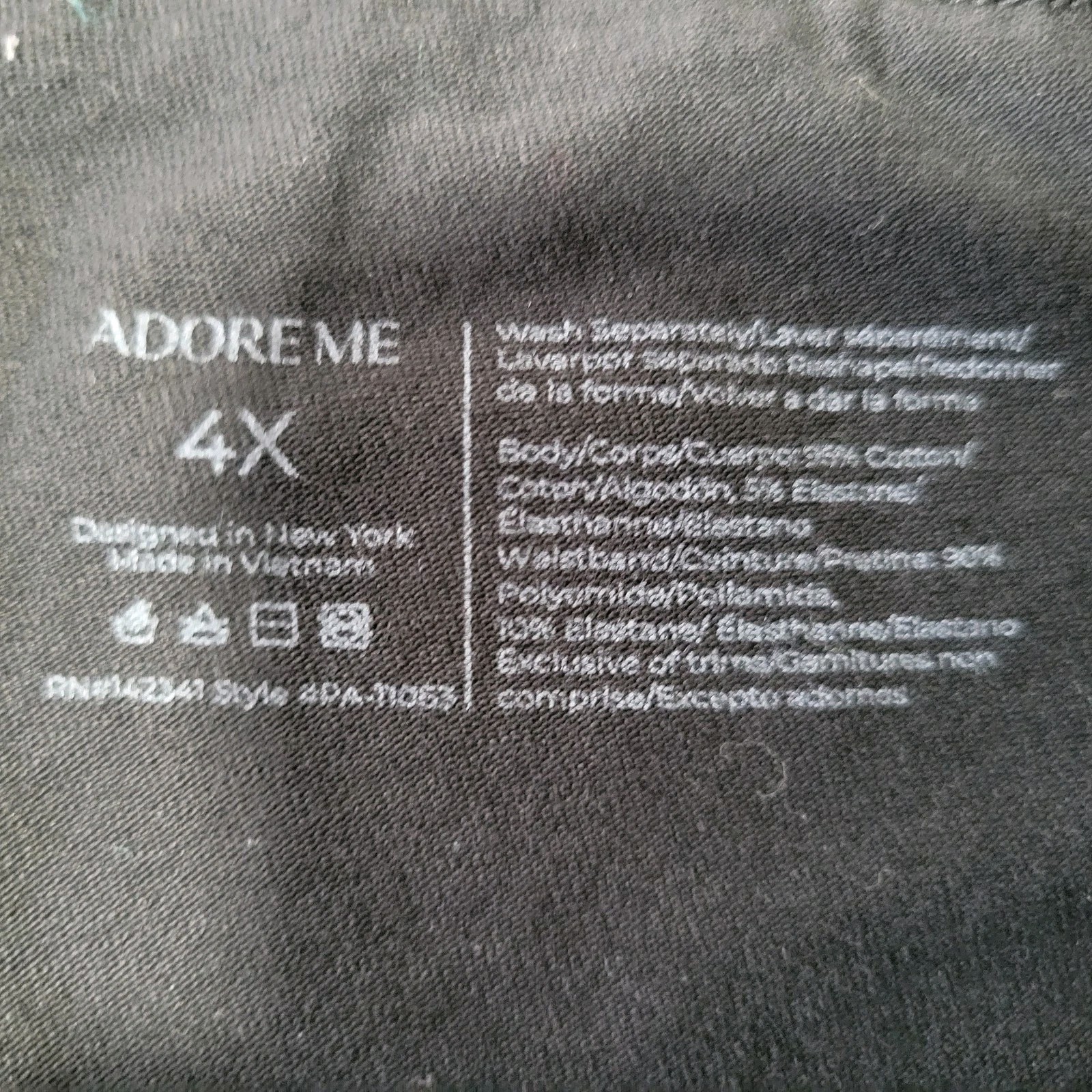 Adore Me Boyfriend Panties 4x Women’s Plus Size Black Lace Trim Cotton Elastane