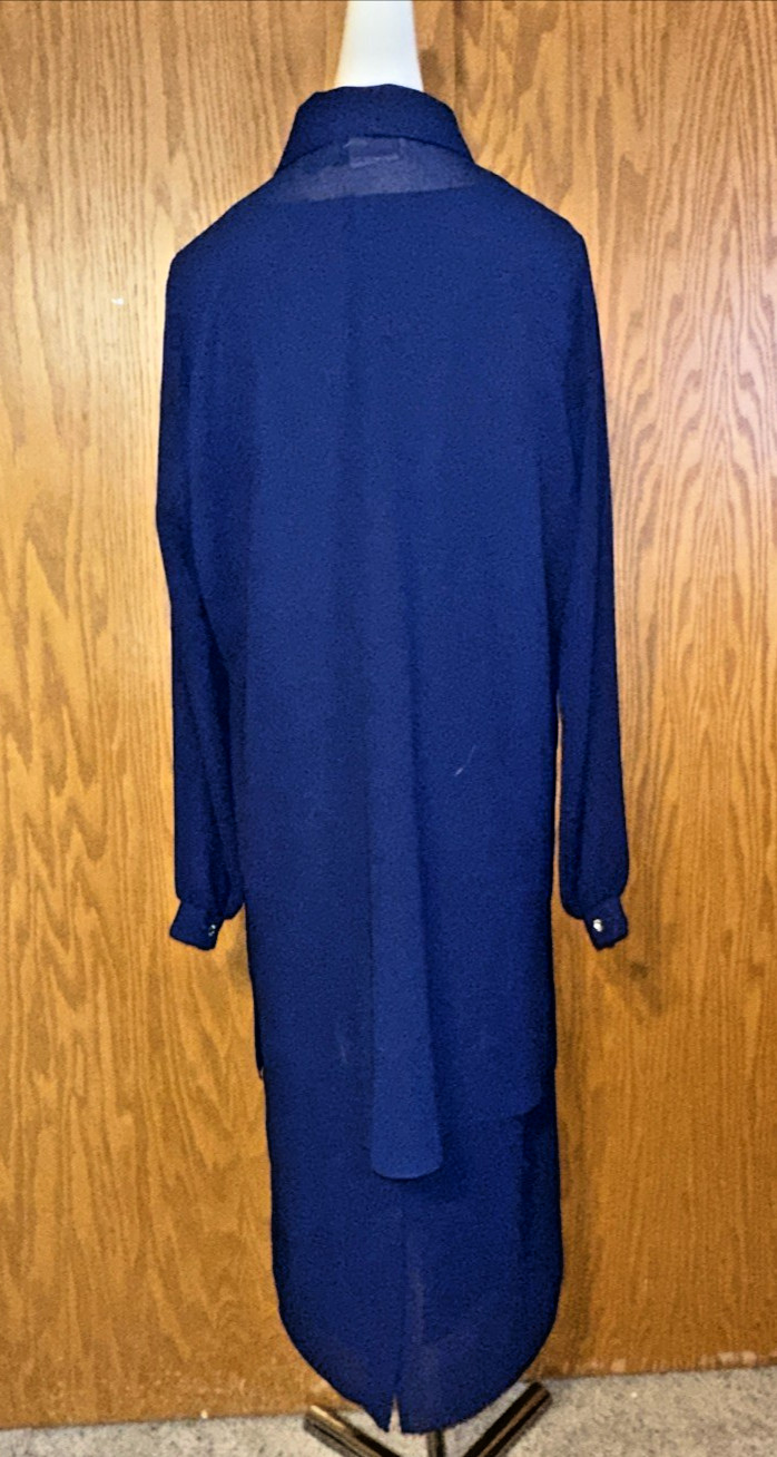 Vtg Florentine Brand Navy Chiffon Jacket Dress Size 10 – Canadian Midi Length