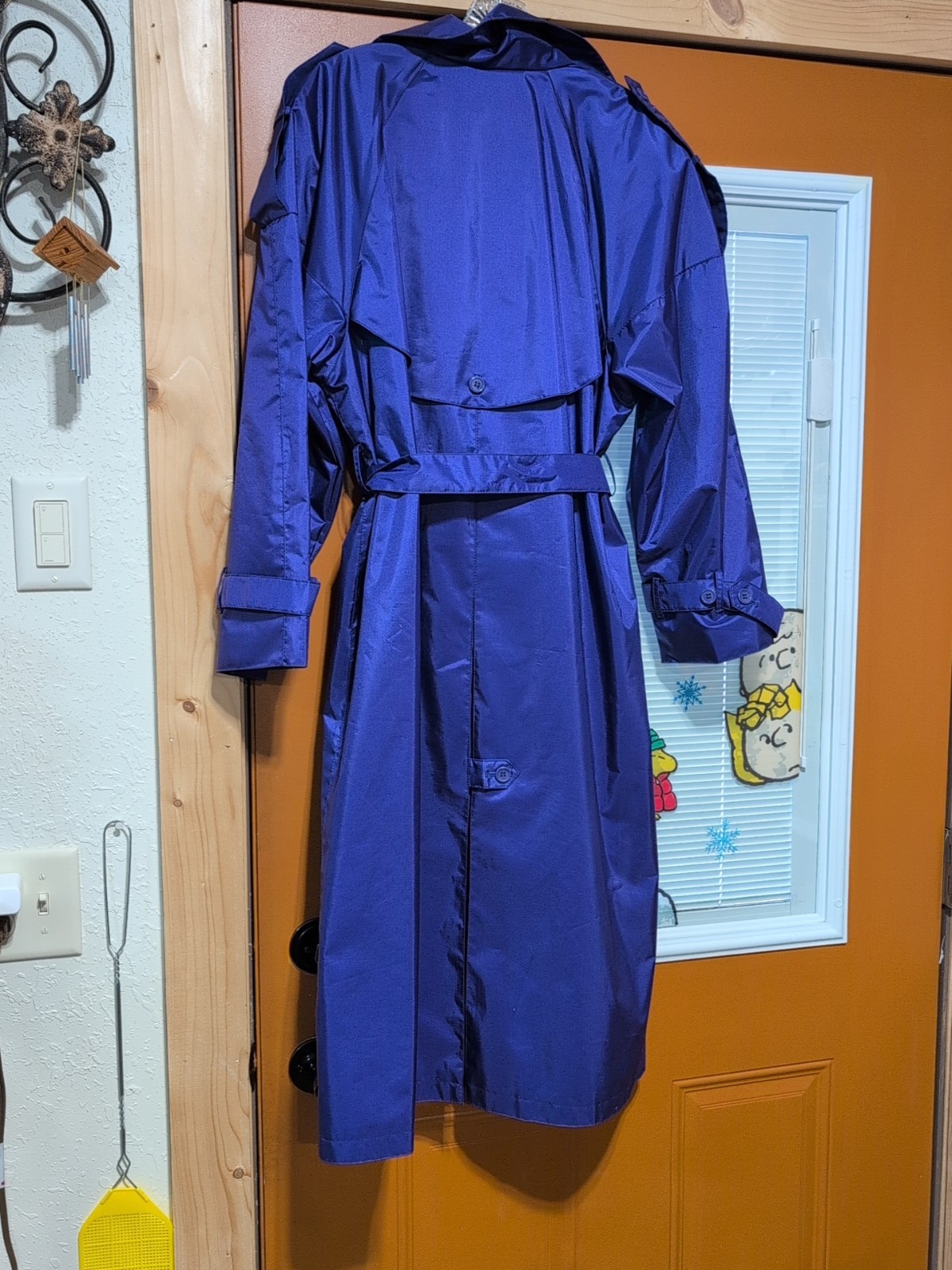 Vtg. JH Purple Trenchcoat Rain coat Size 14 Ladies Pleated Back Excellent Condit