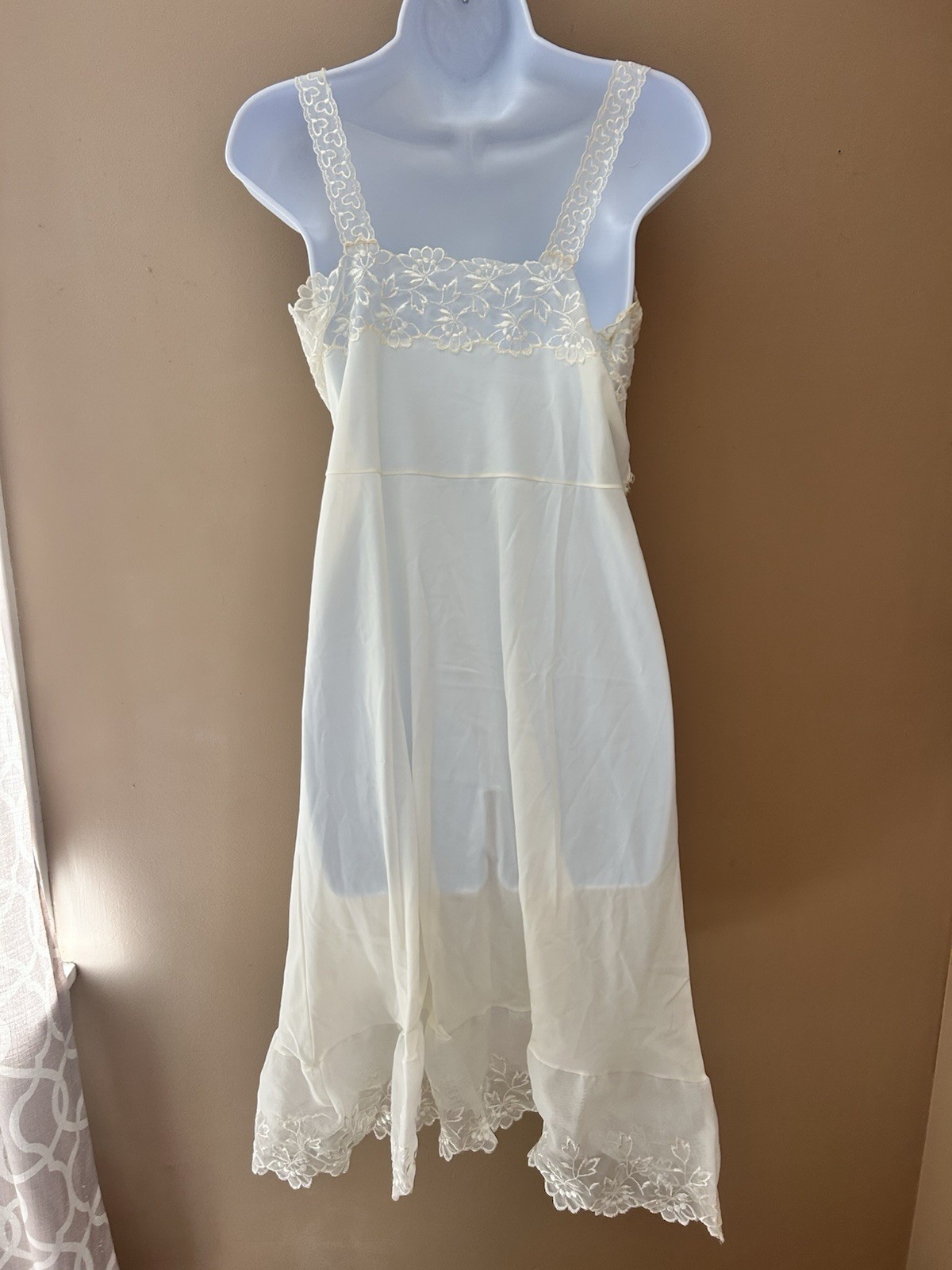 Antique Edwardian Dress 1920 Ivory Mesh Lace 32 XS S Vintage Wedding Gown