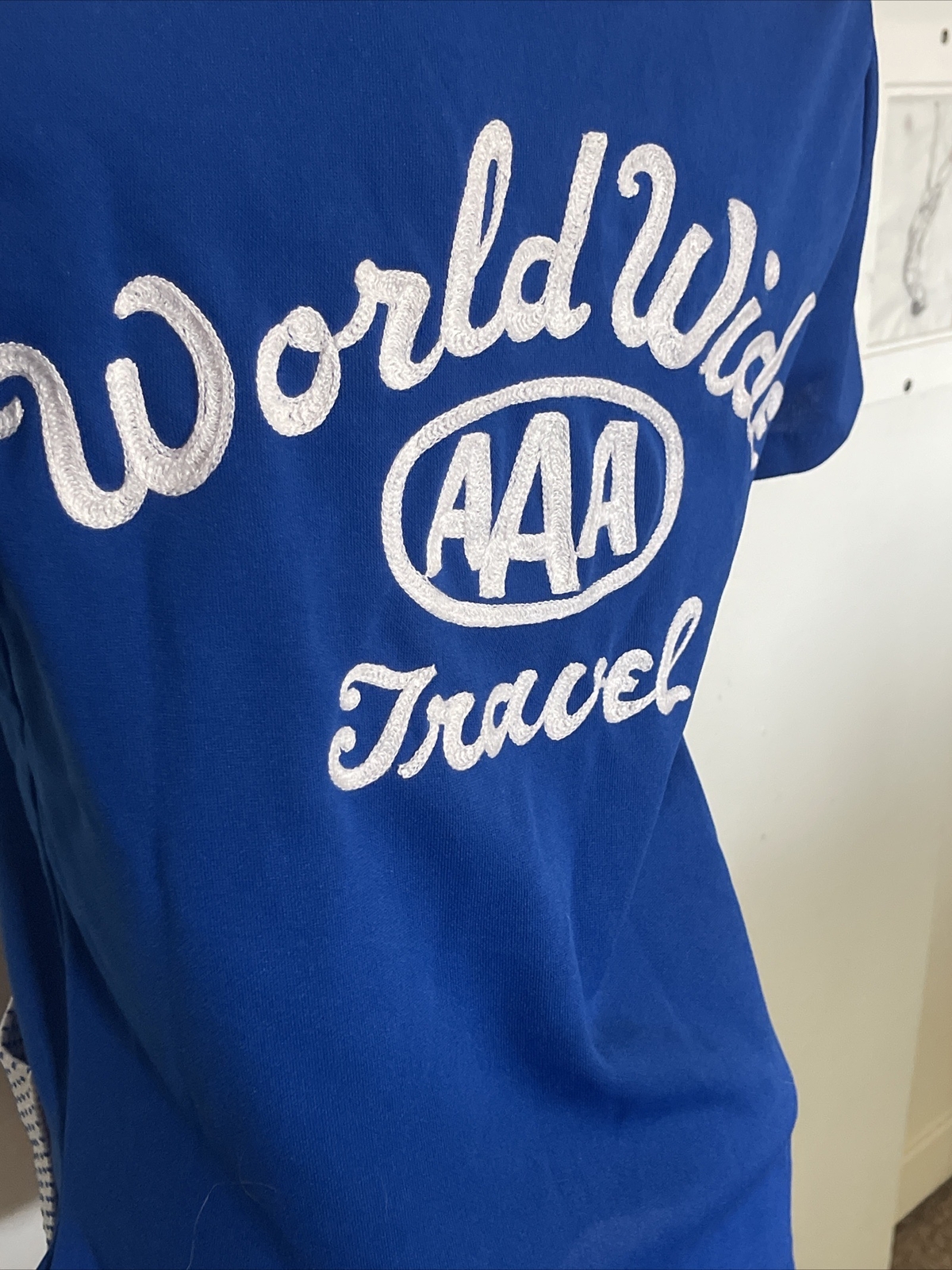 Vintage 60s Angeltown California Bowling Shirt Triple-A Worldwide Travel AAA szM