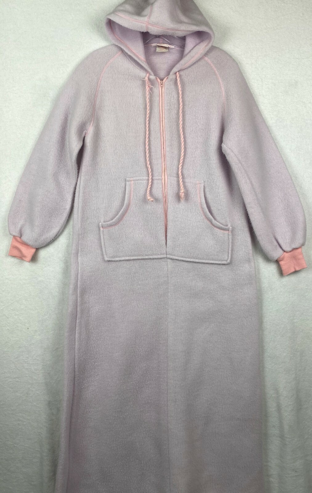 Vintage Sears Jr Bazaar 7/8 9/10 Hooded Maxi Zip Bath Robe USA Orchid READ #21L