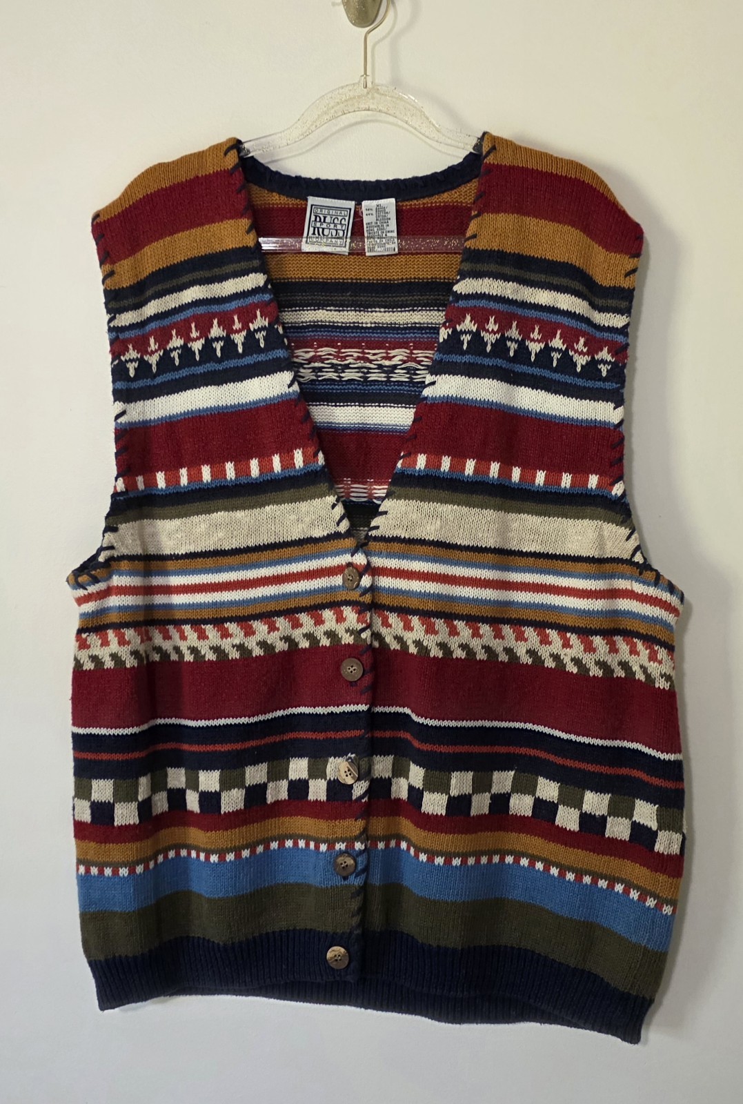 Vintage Russ Sport Sweater Vest Boho Hippie Cottagecore Ranchwear Aztec Retro XL