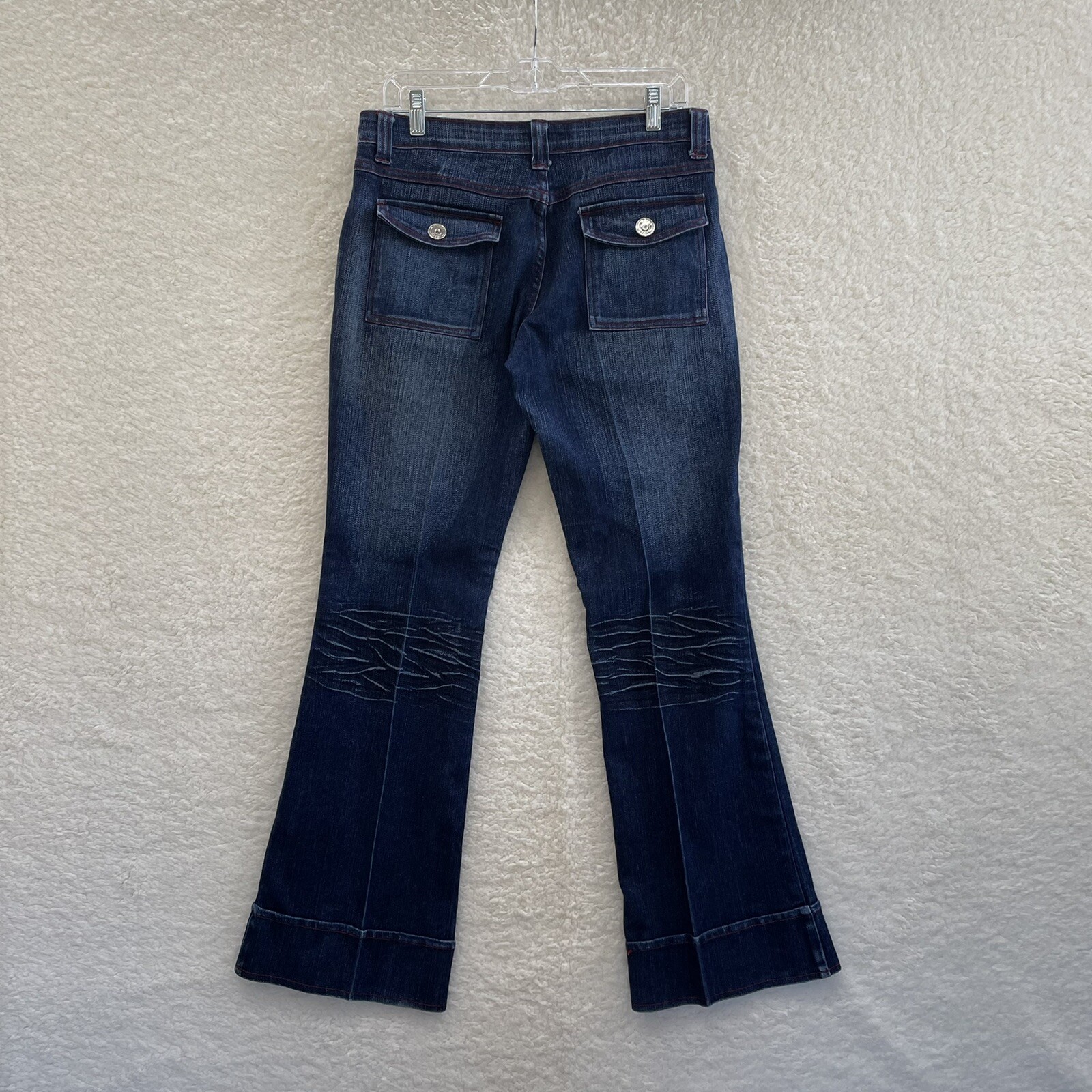 Y2K Vintage Low Rise Jeans 12 30 Bootcut Flare Dark Wash Cyber Fairy Grunge