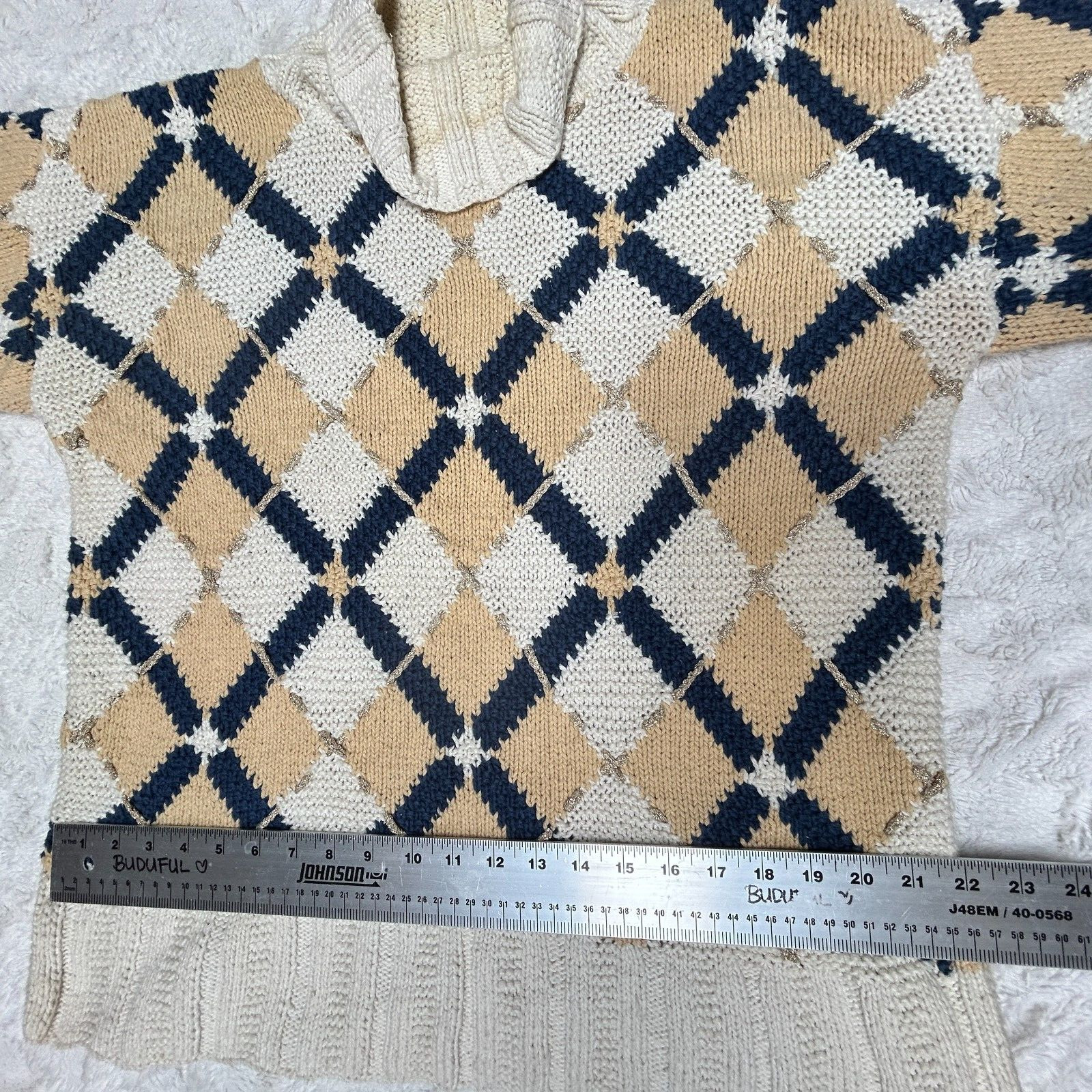 Vintage Casual Corner Limited Edition Hand Knitted Sweater Medium Ramie Cotton