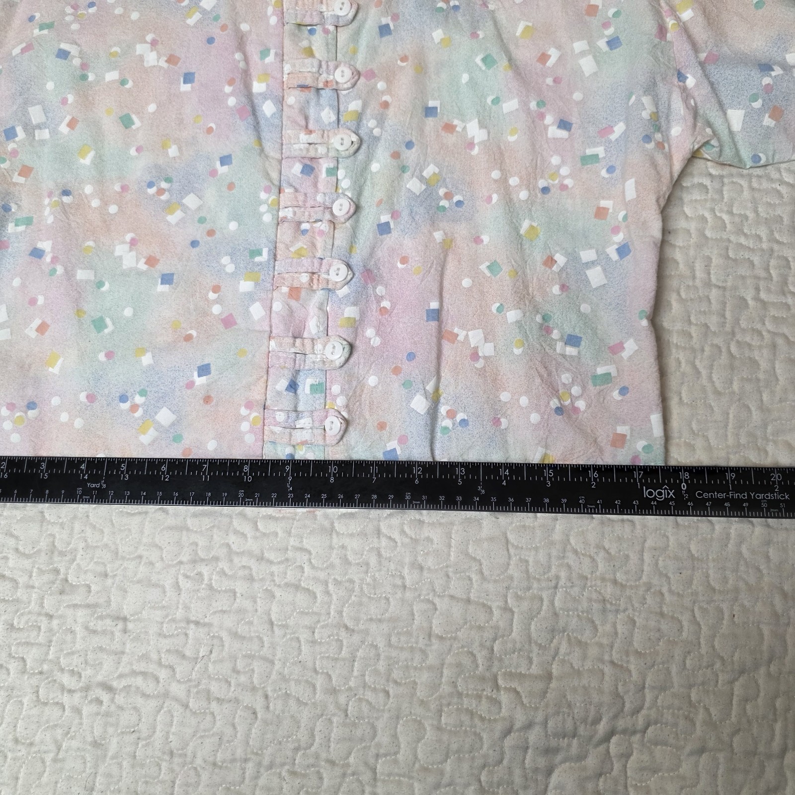 Vintage 1980s Crop Top Geometric Paint Pastels USA Women’s Retro Pop Sz Medium