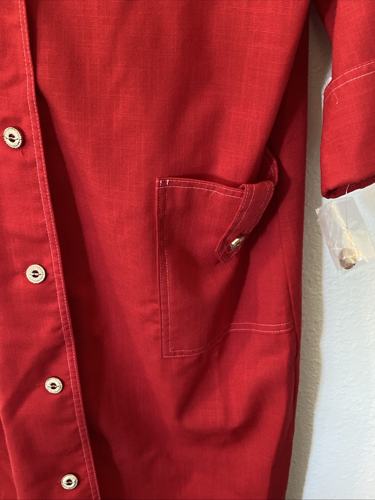 Vintage Serben Size 16 New Red Straight Line Dress Classy Linen Look Made in USA